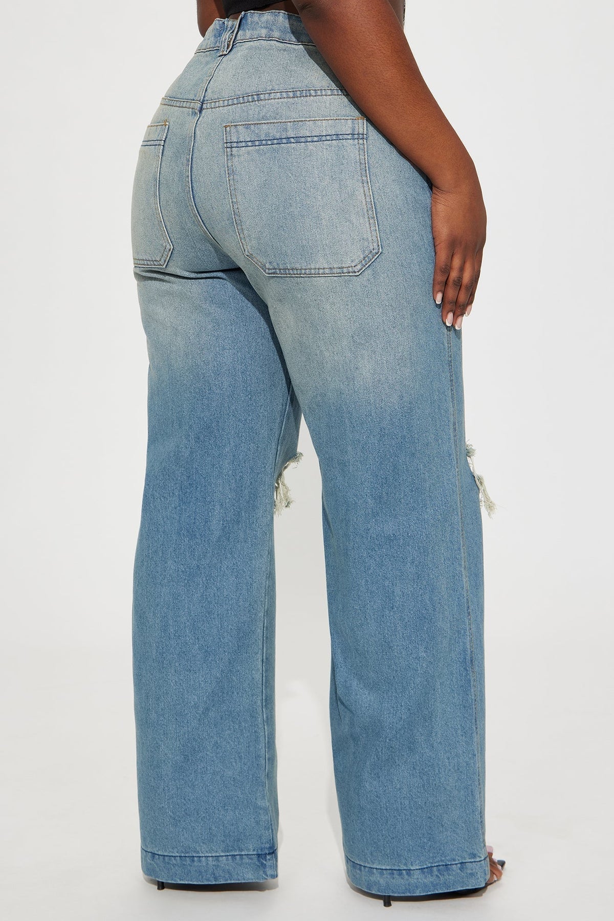 Drew Drop Waist Baggy Jeans - Medium Wash