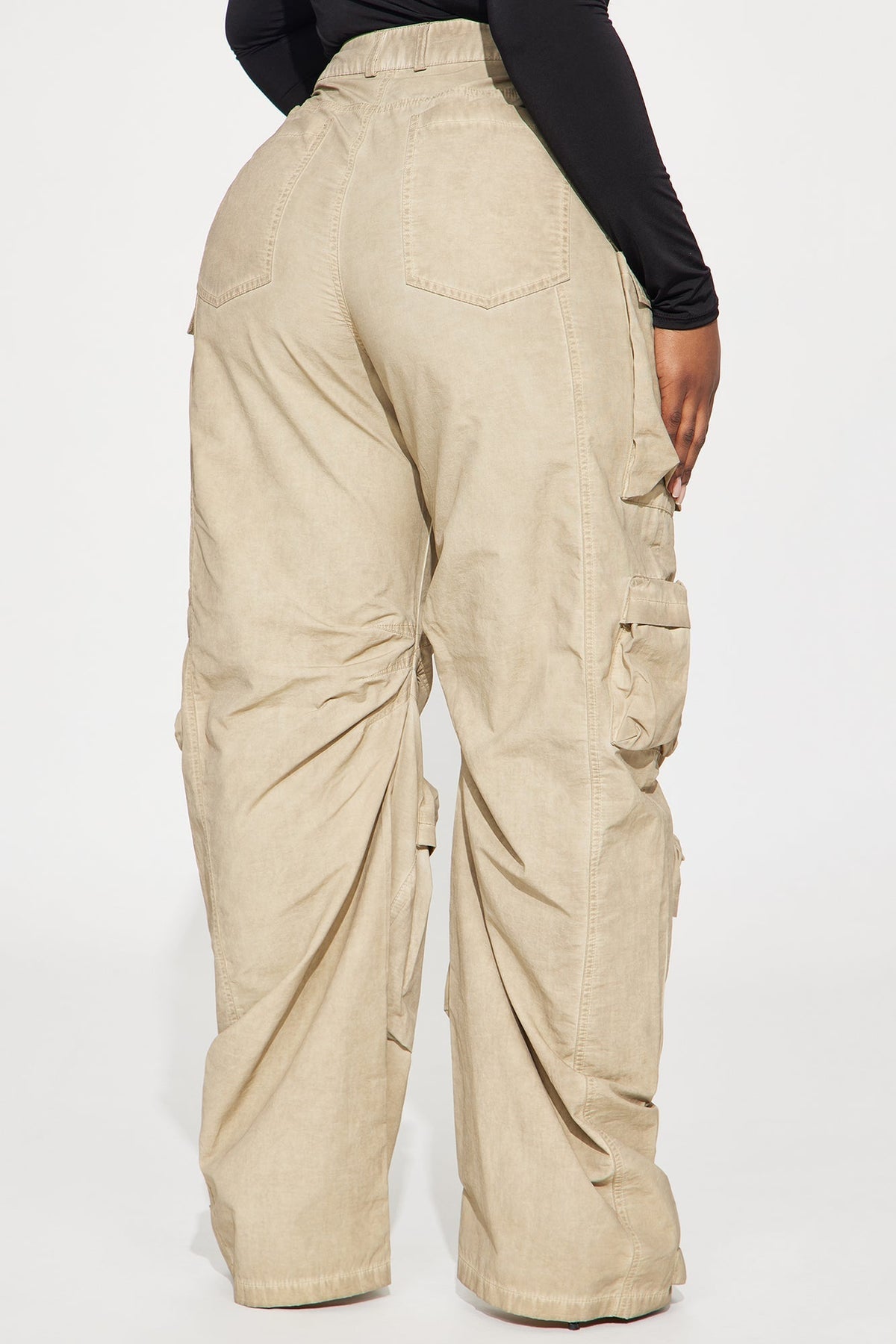 Talk It Up Oversized Distressed Washed Cargo Pant - Khaki