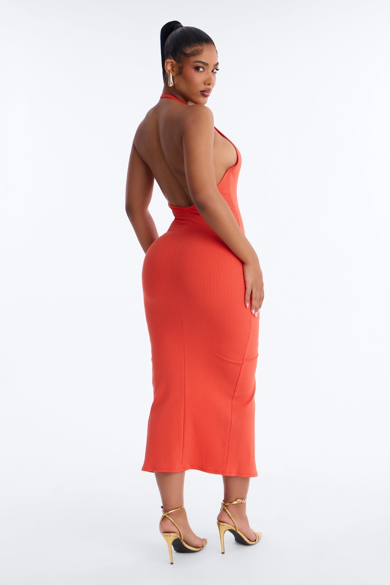 Lucia Zip Snatched Maxi Dress - Orange