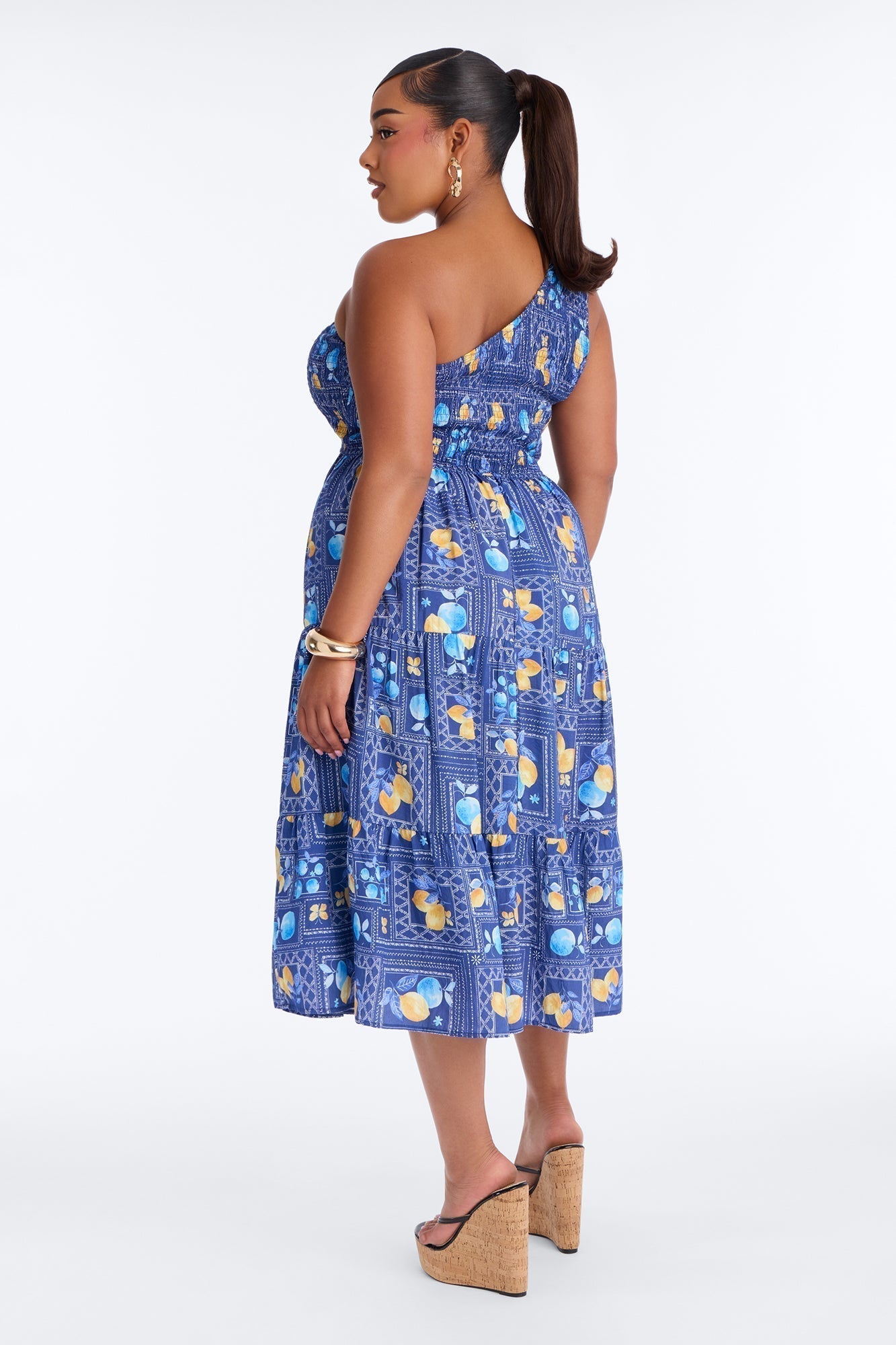 Peachy Keen Print Midi Dress - Blue/combo