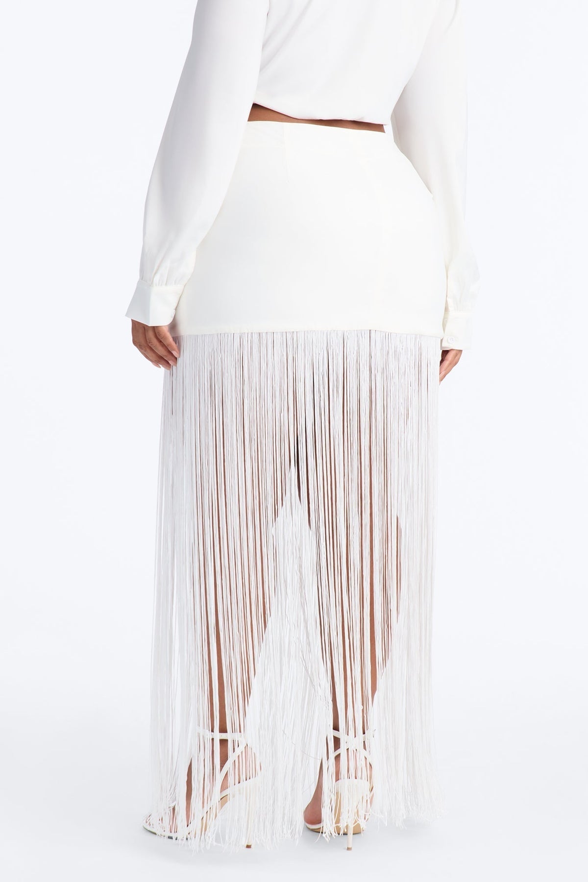 Kendell Fringe Trim Maxi Skirt - White