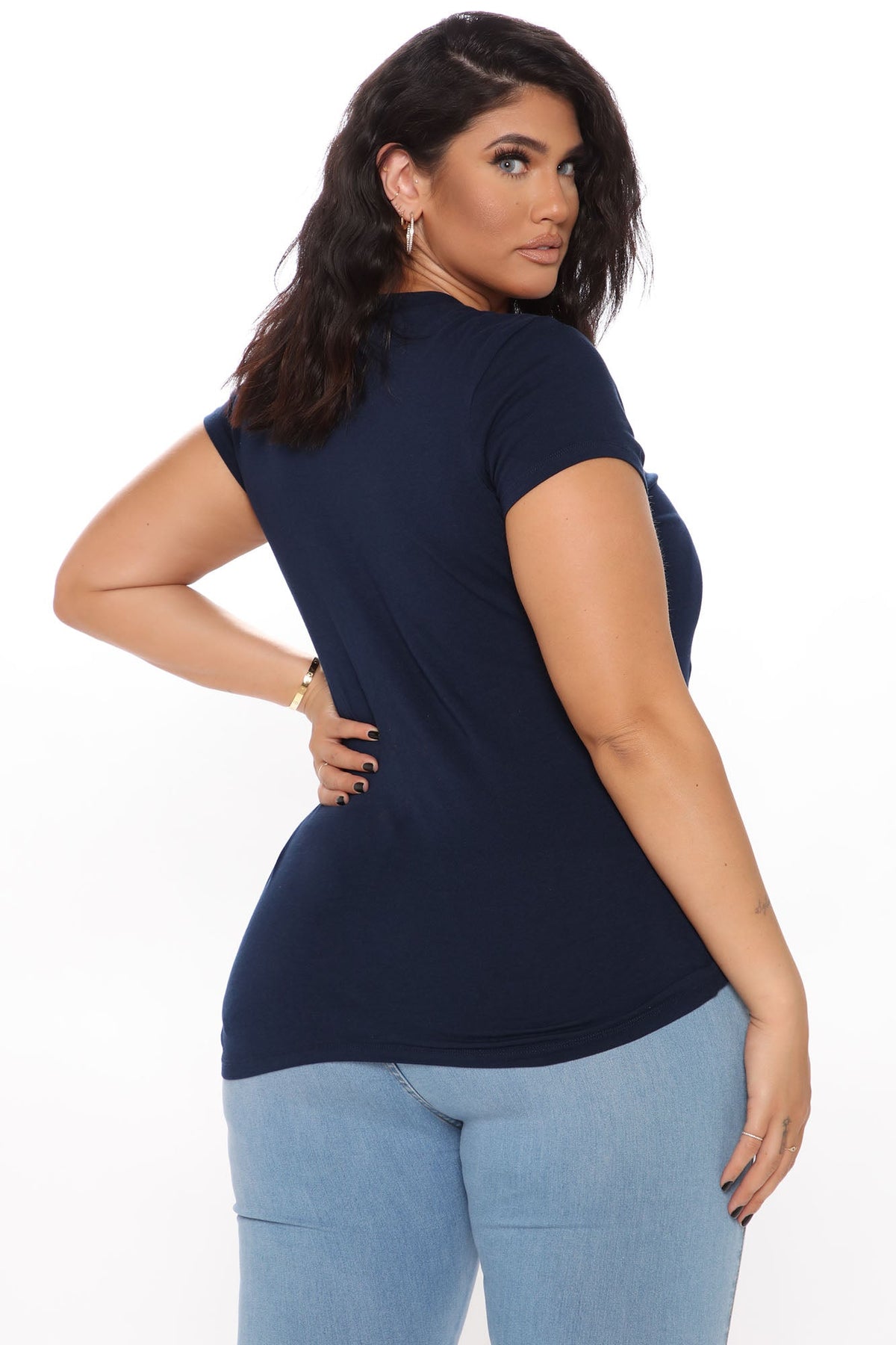 Carla Basic V Tee - Navy