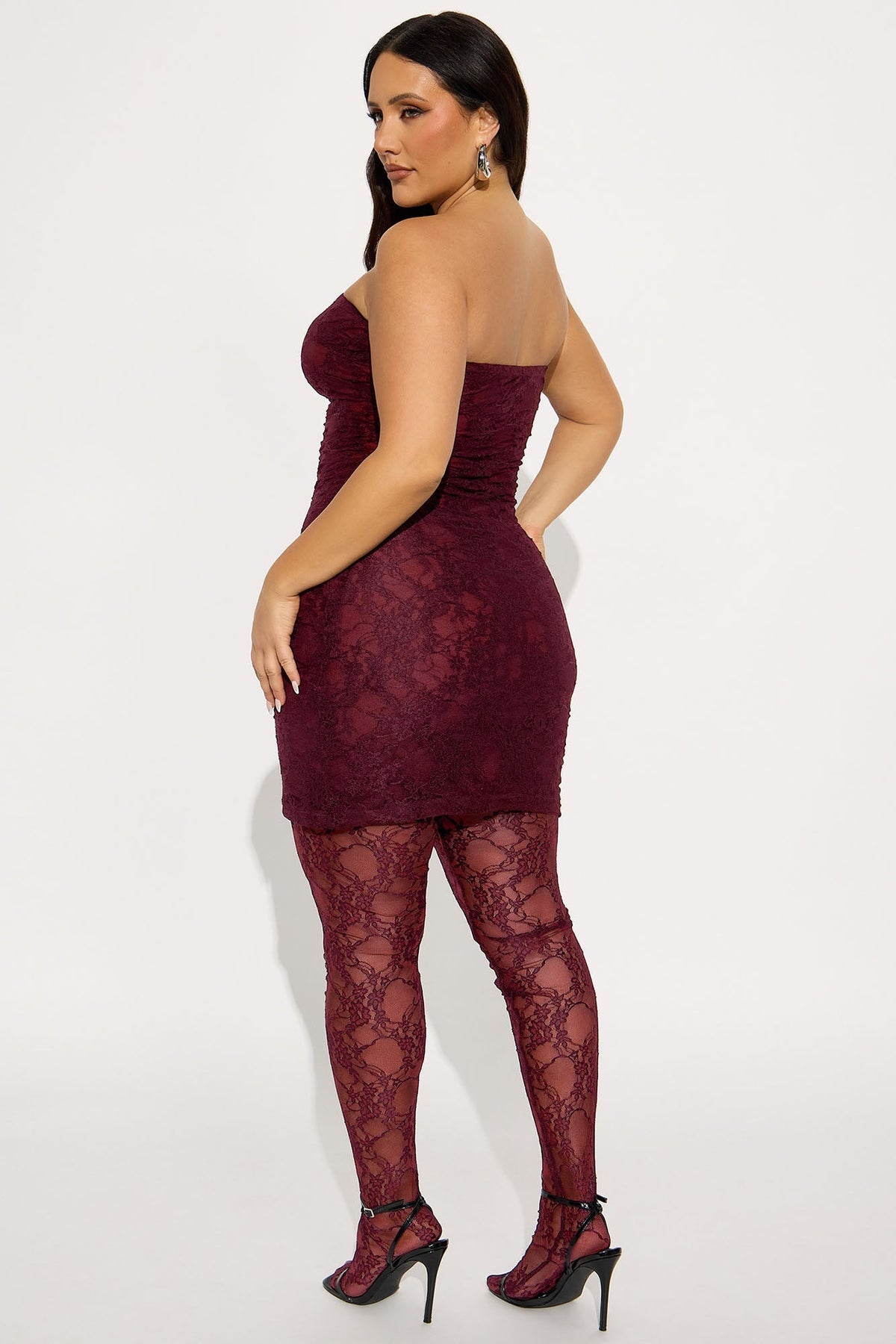 Tall So Lovely Lace Micro Mini Dress Set - Burgundy