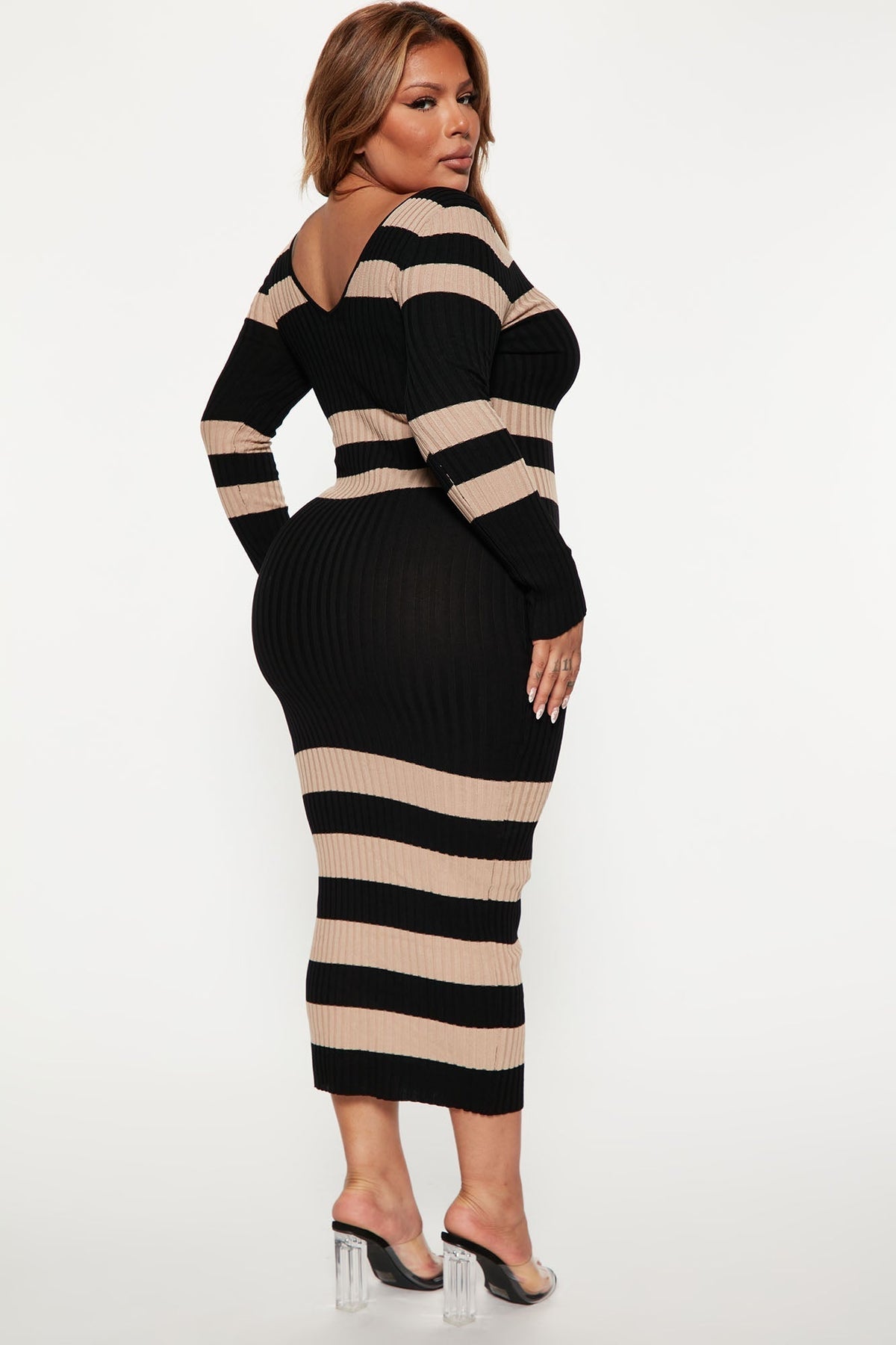 Kallan Striped Knit Dress - Black/combo