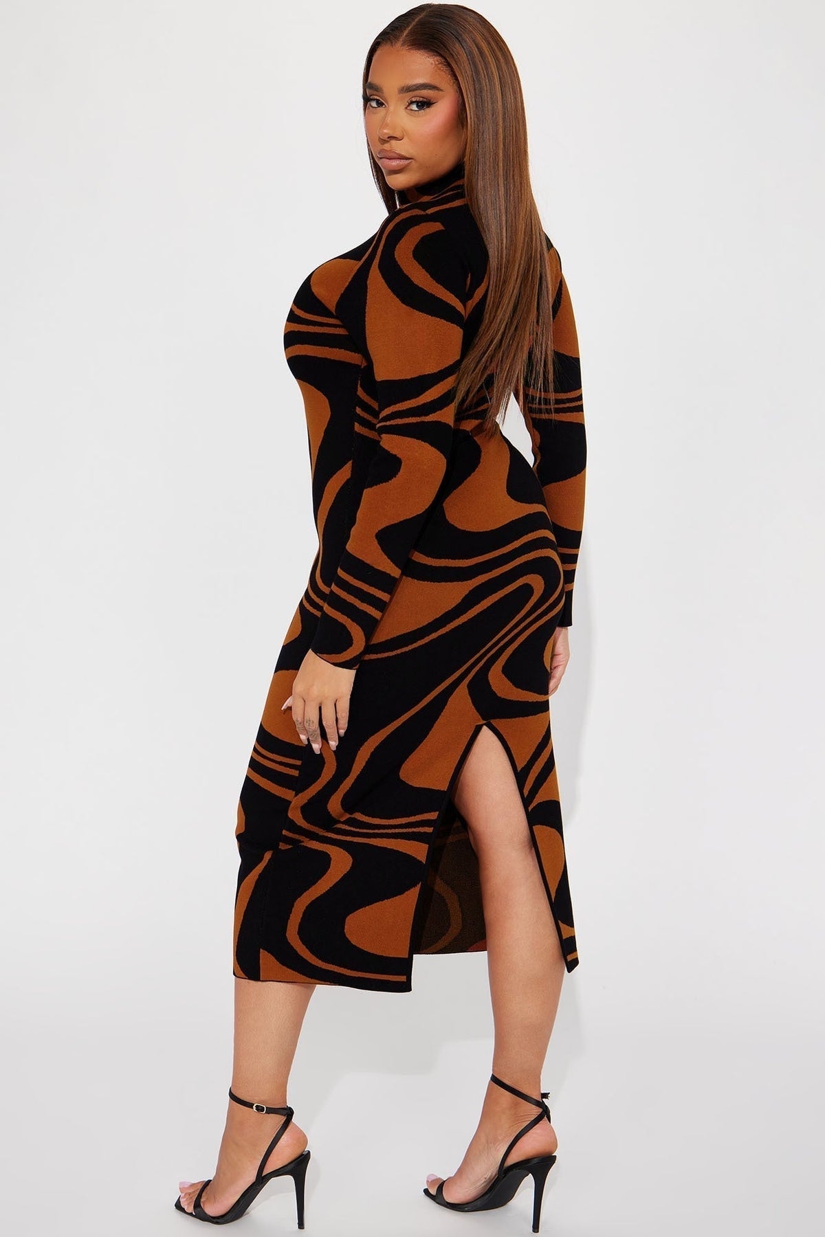 Azaria Sweater Midi Dress - Black/combo