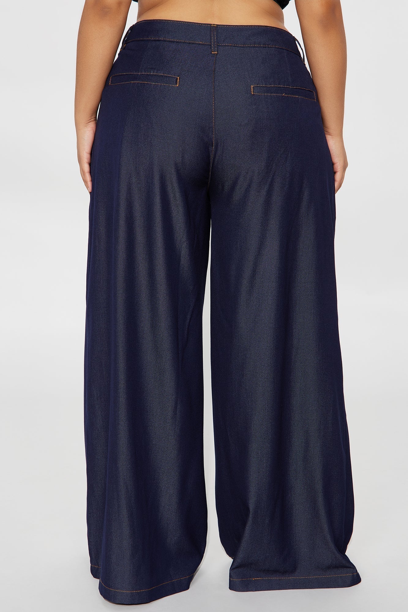 Amiah High Rise Chambray Wide Leg Pant 33 - Rinse Blue Wash