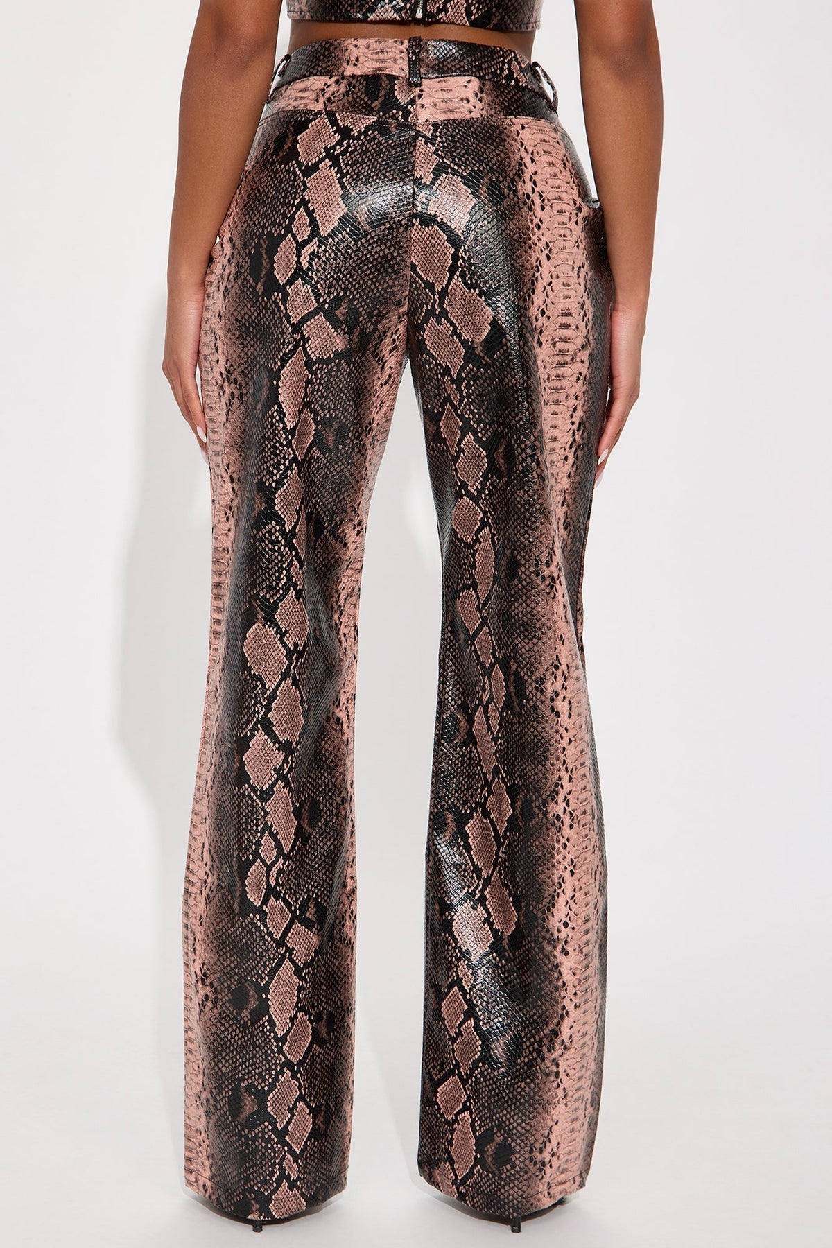 Bad Behavior Faux Leather Snake Skin Pant 32 - Pink/combo