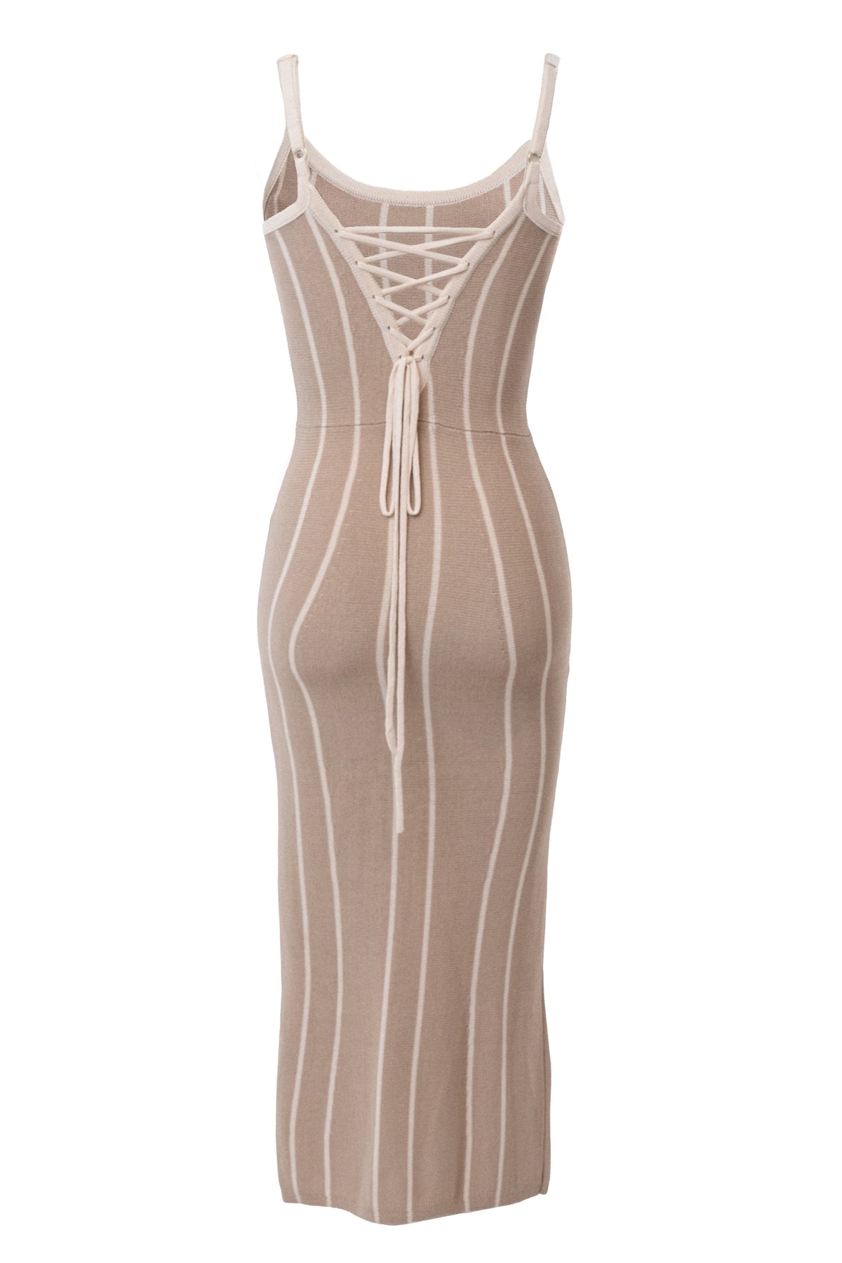 Beige/Ivory Parallel Elegance Midi Dress