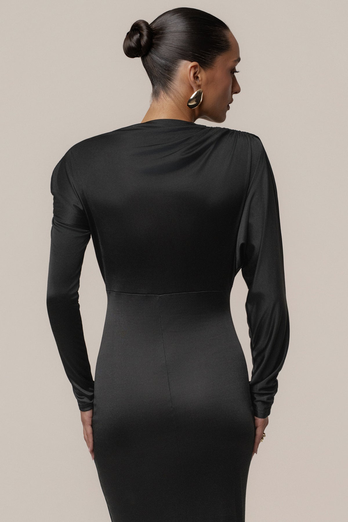 Black Glisten Slit Maxi Dress