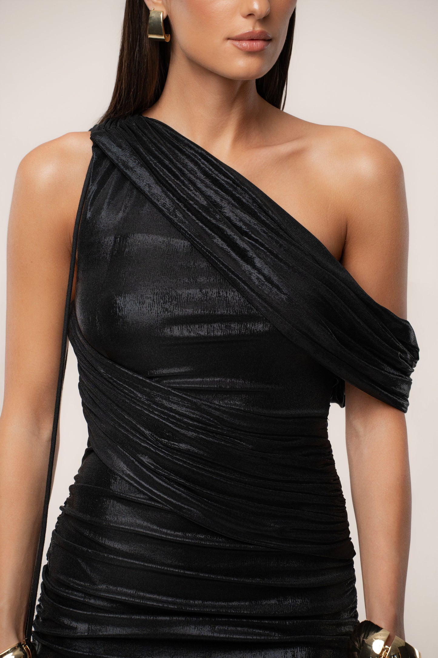 Black Nocturnal Shine Mini Dress