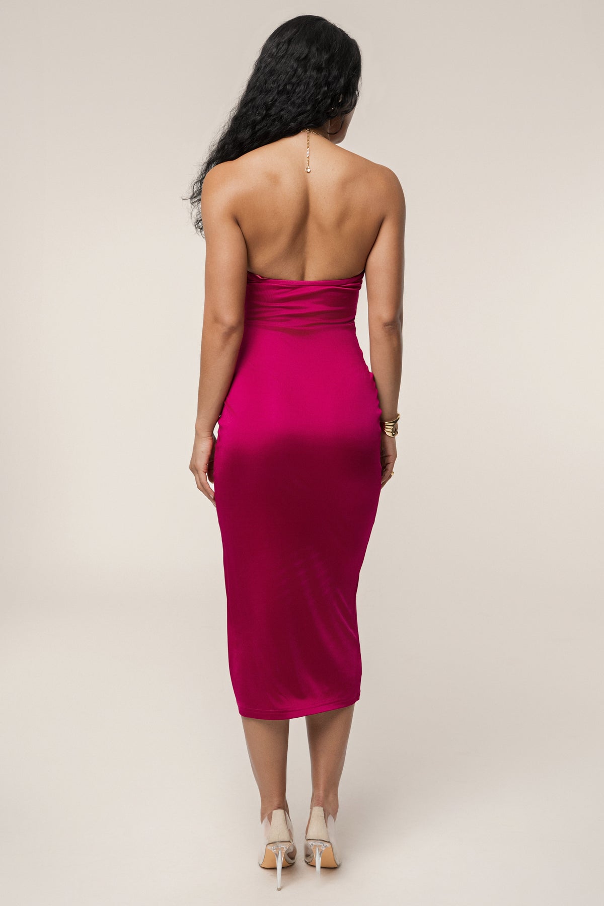 Berry Cutout Chain Midi Dress
