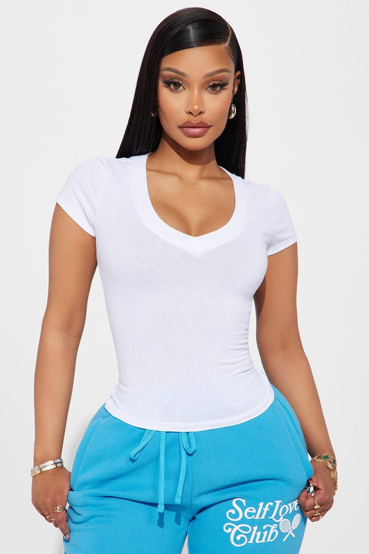 Ashley V-Neck Top - White