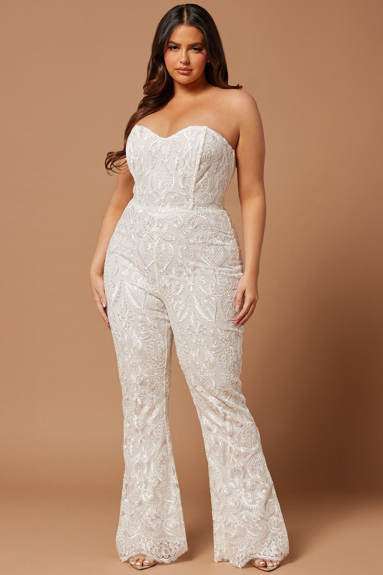 Esther Sequin Embroidered Jumpsuit - White