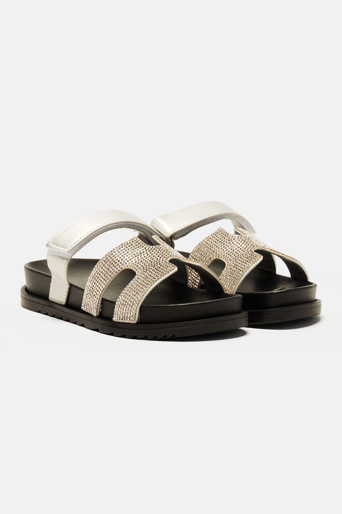 As I Go Embellished Casual Slides - Silver