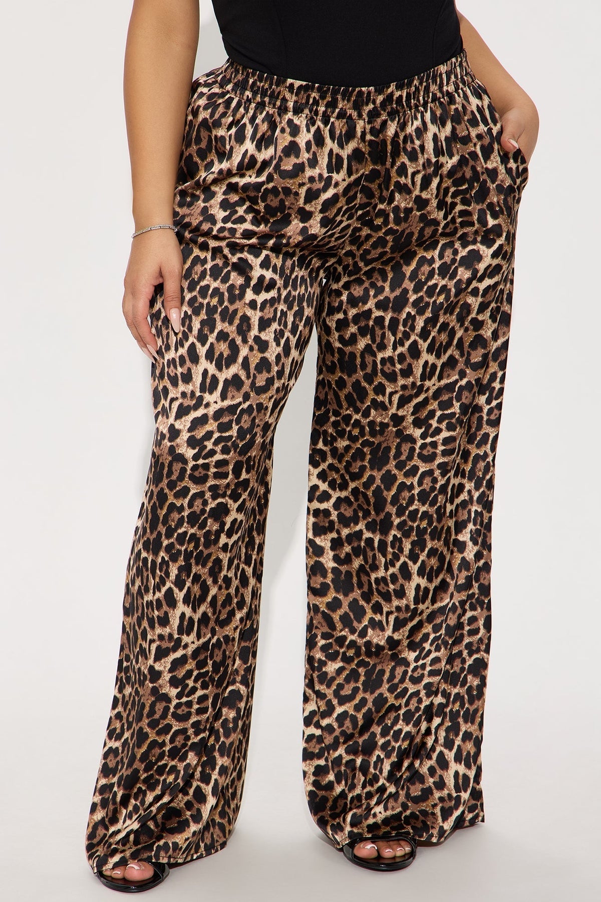 Audrey Leopard Satin Pant - Brown/combo
