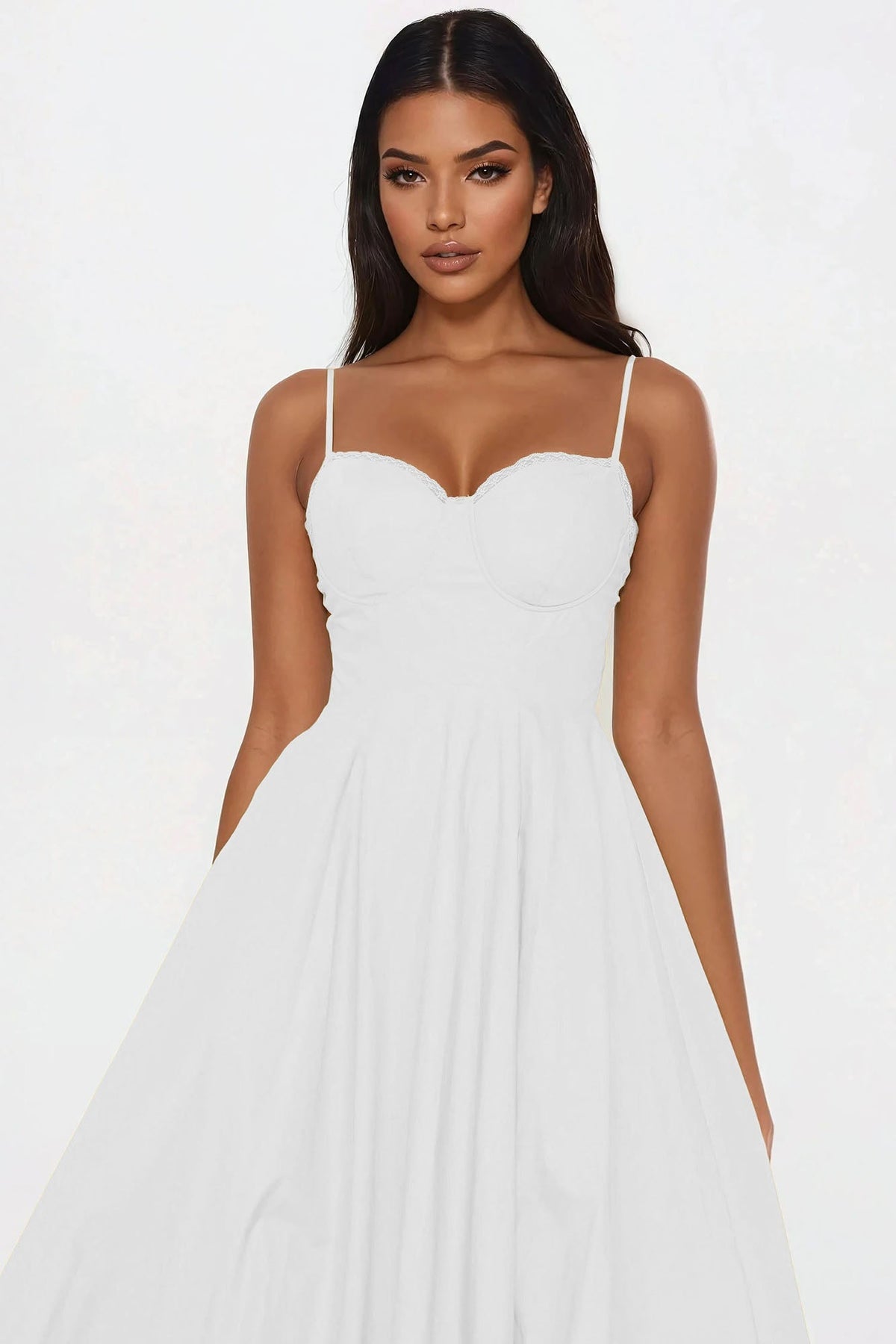 Daya Corset Poplin Midi Dress - White