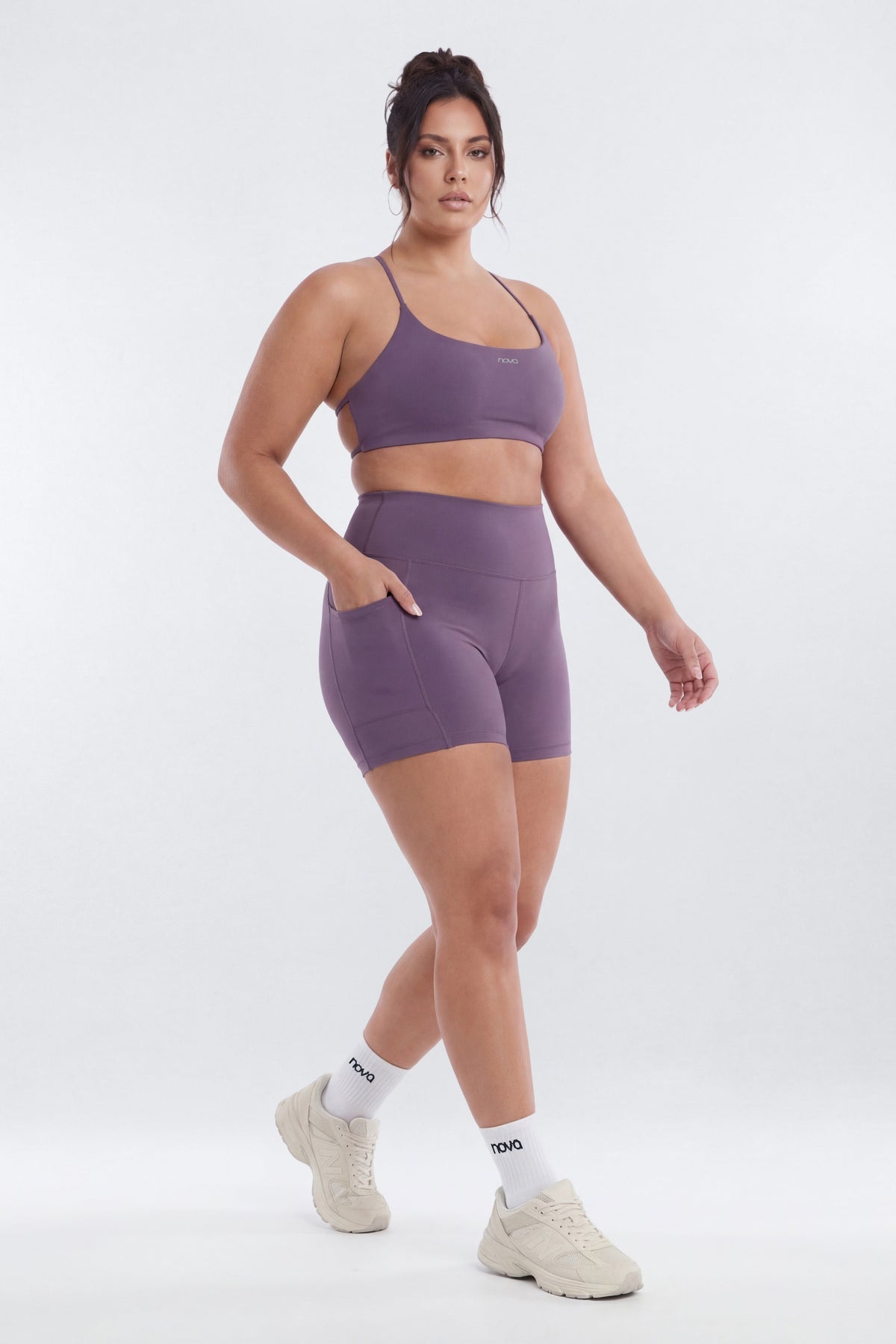 CloudForm™ High Waist 5″ Side Pocket Biker Short - Iris