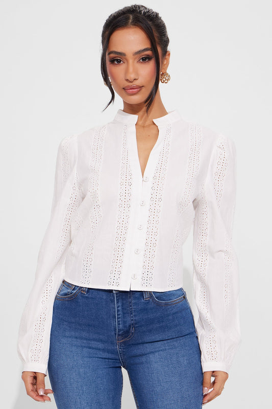 Reezy Eyelet Blouse Top - White