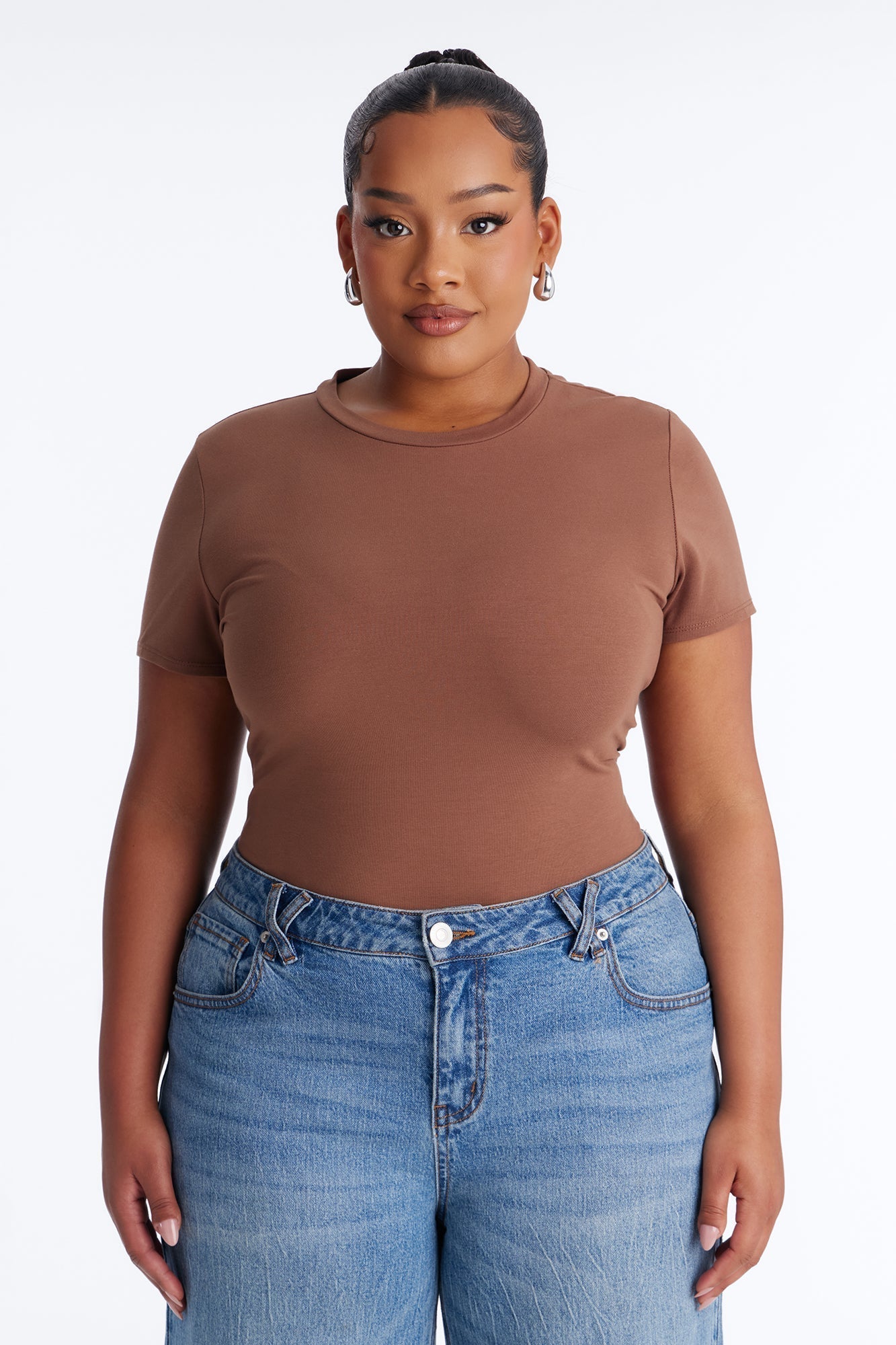 Cambria Short Sleeve Bodysuit - Chestnut