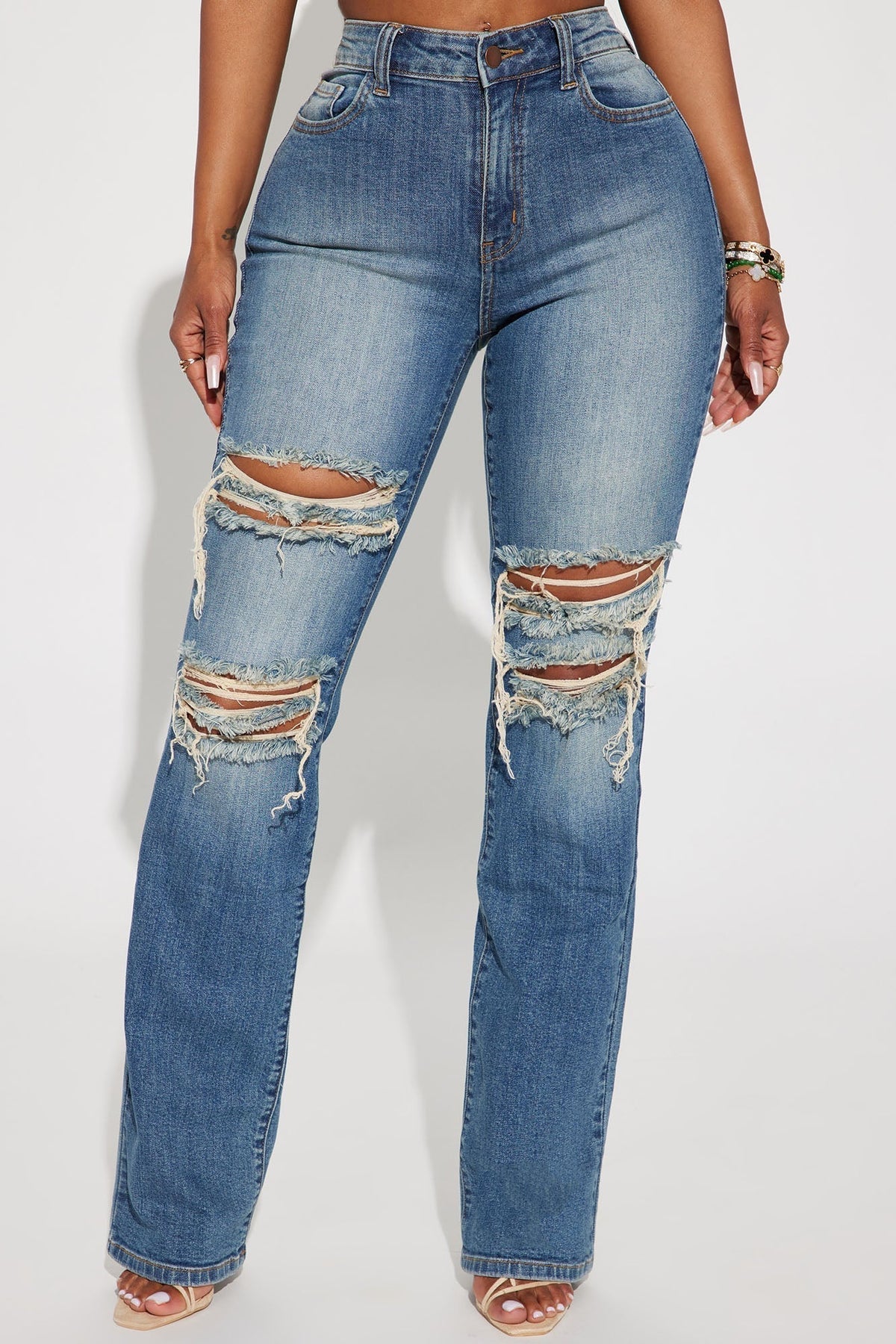Let It Be Stretch Straight Leg Jeans - Medium Wash
