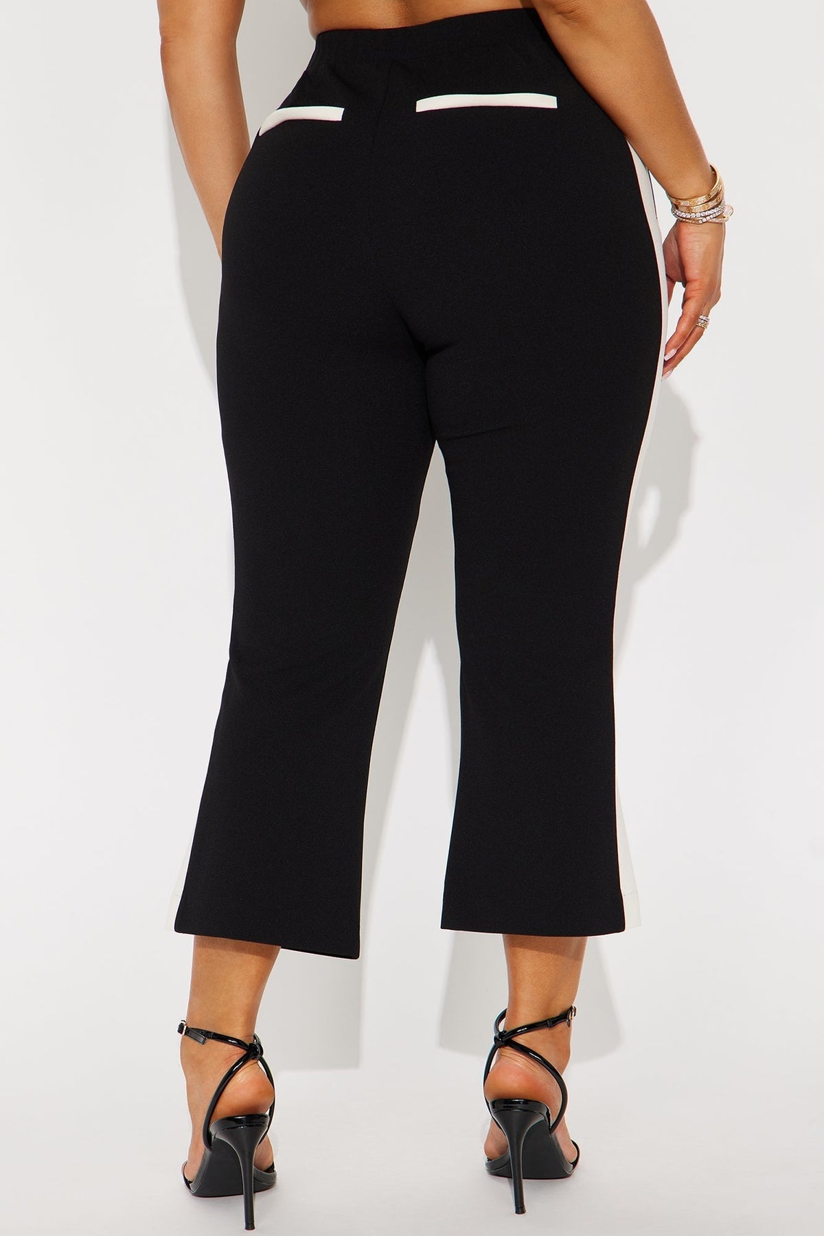 Number One Striped Capri Trouser - Black/combo