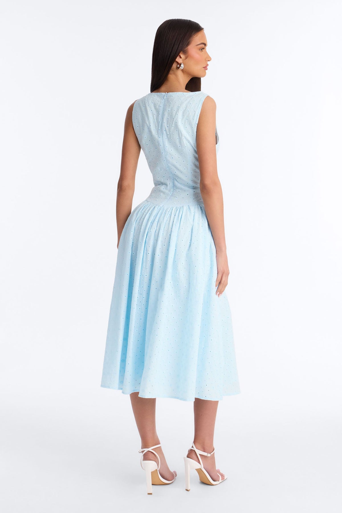 Buttercup Eyelet Midi Dress - Light Blue