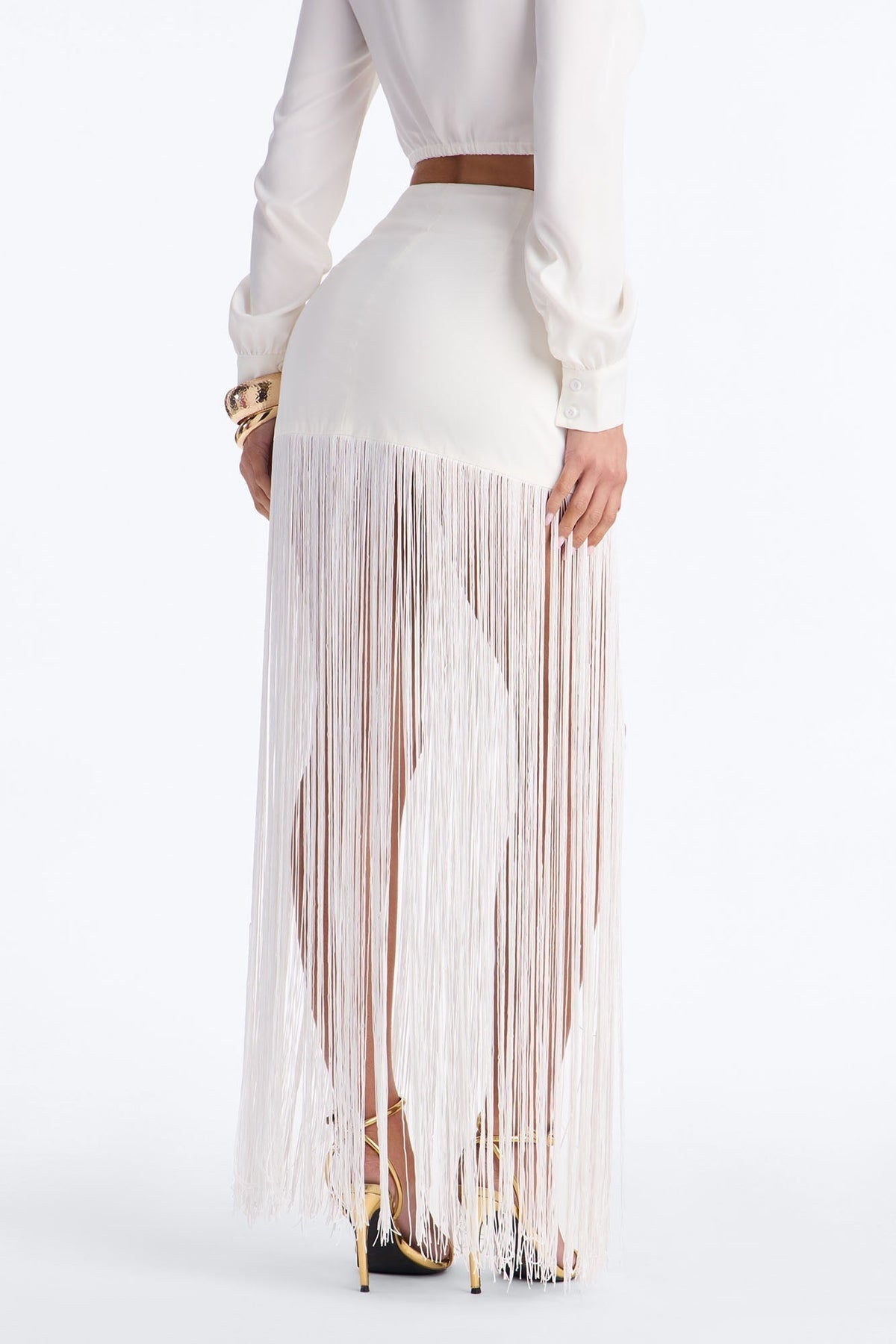 Kendell Fringe Trim Maxi Skirt - White