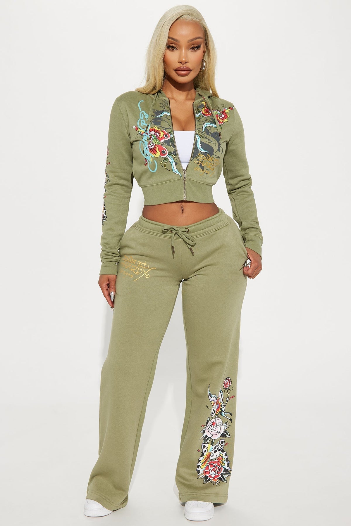 Ed Hardy Butterfly Pant - Sage