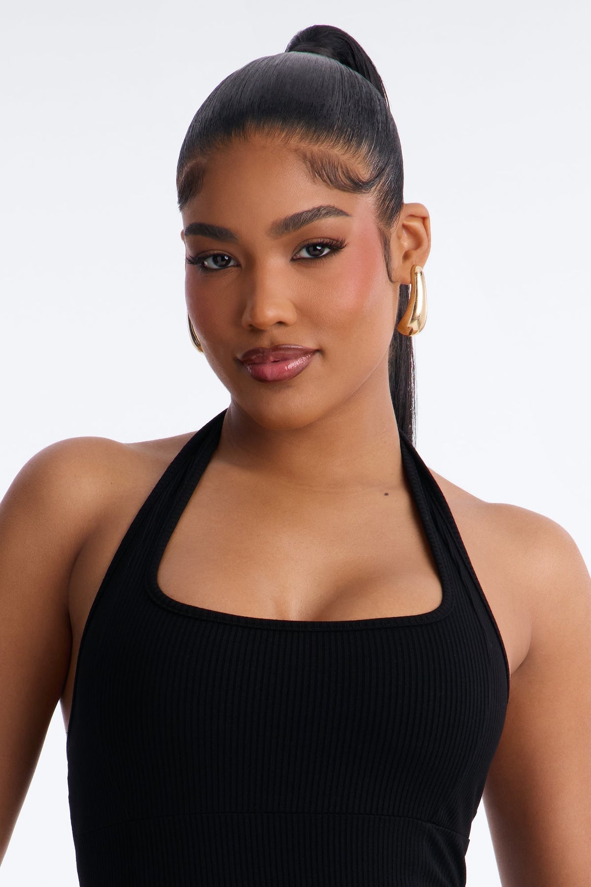 Natalia Halter Snatched Maxi Dress - Black