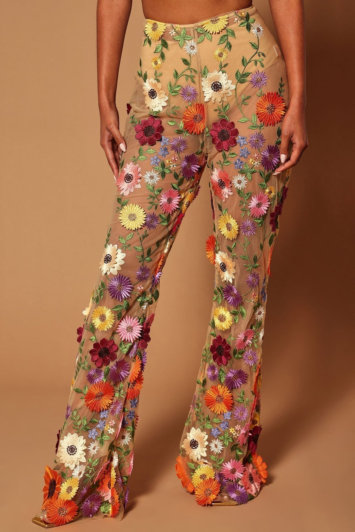 Celena Embroidered Pant - Nude/combo