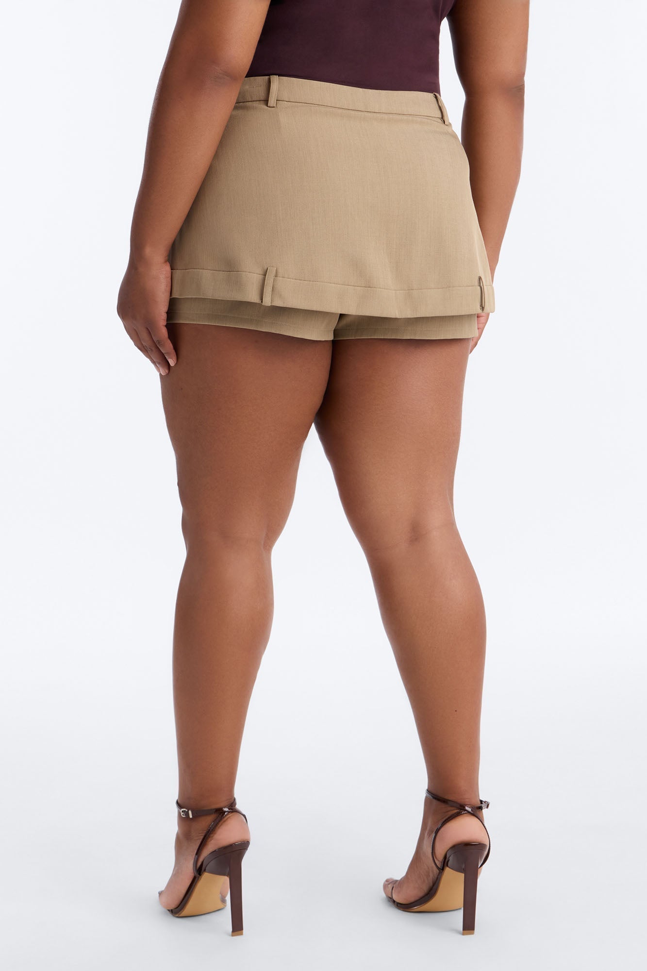 Take Notes Crepe Peekaboo Skort - Khaki