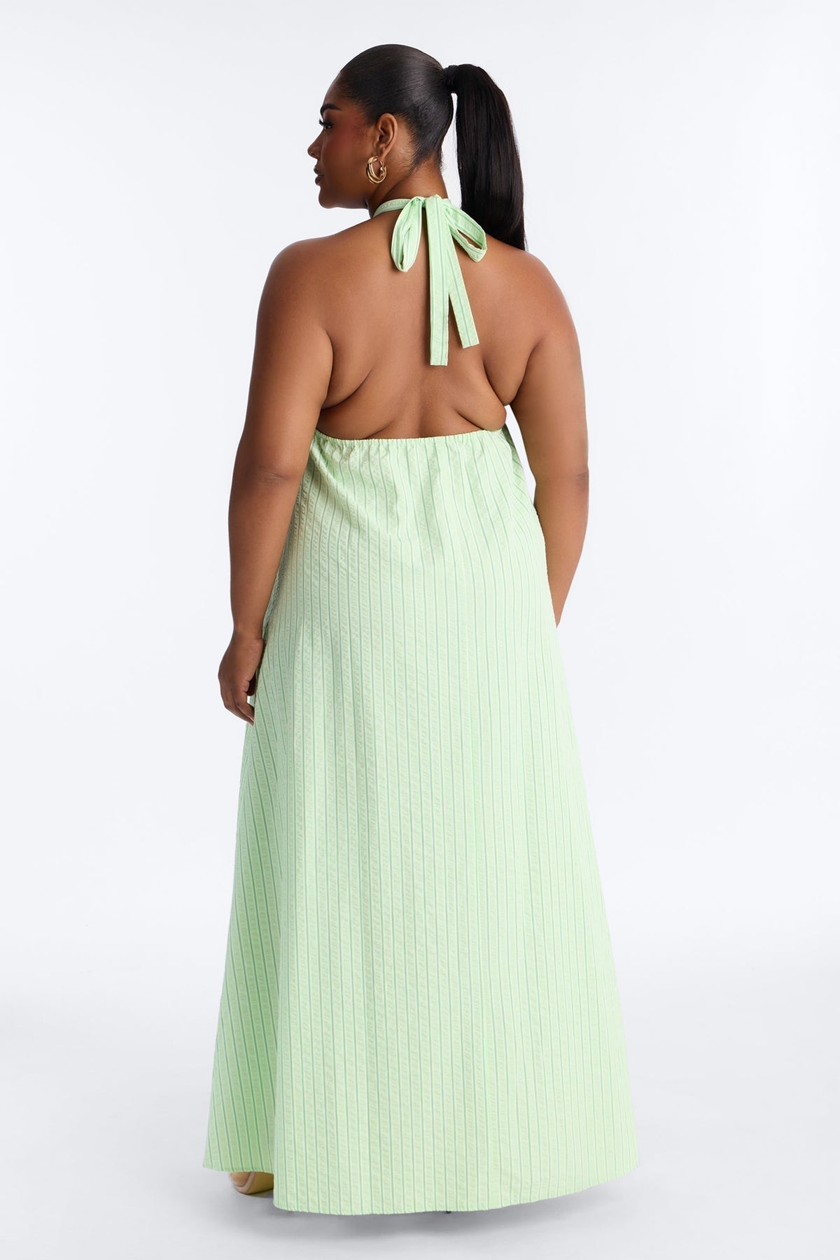 Palm Beach Halter Poplin Maxi Dress - Green