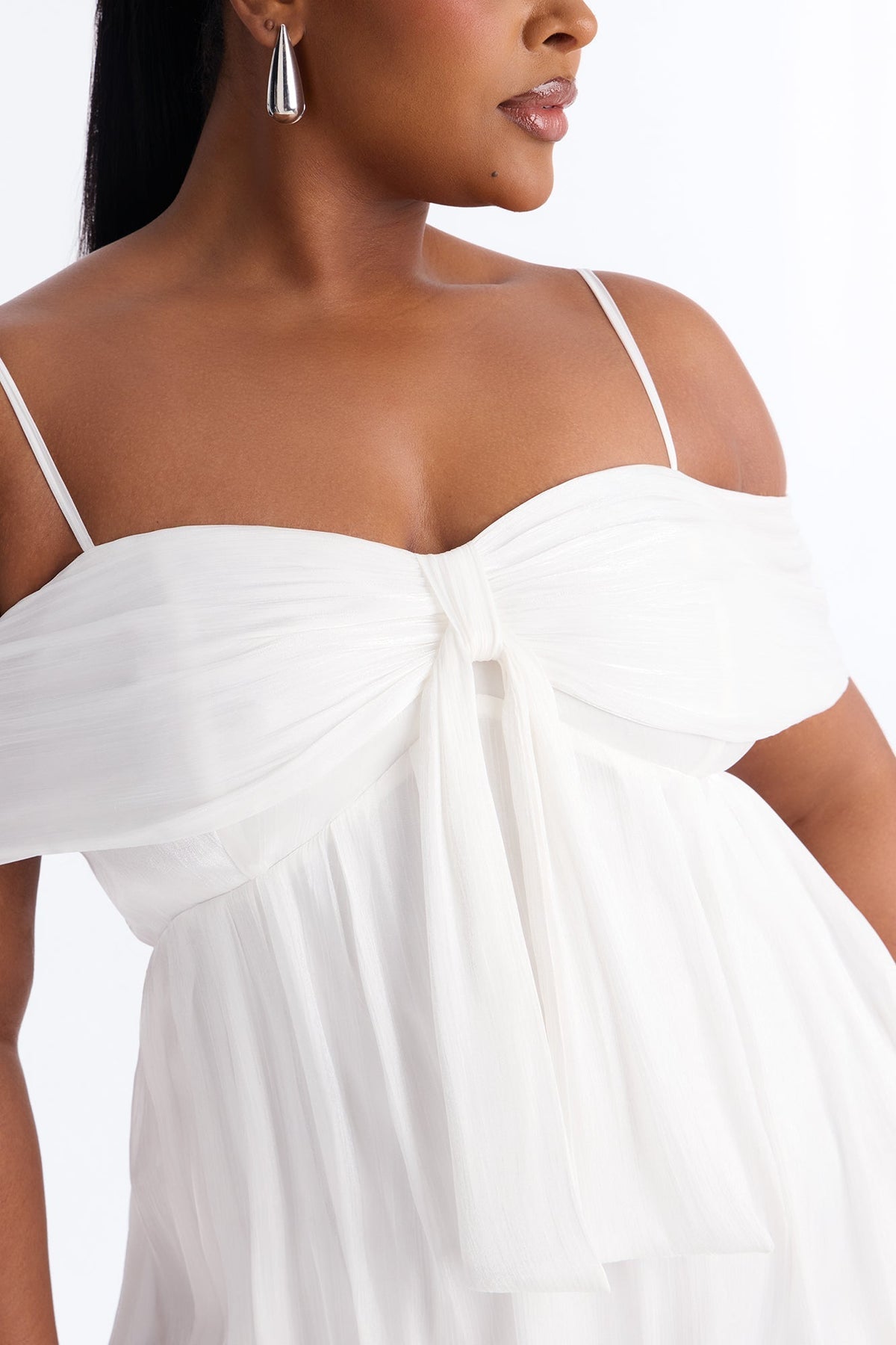 Timeless Pleated Organza Mini Dress - White