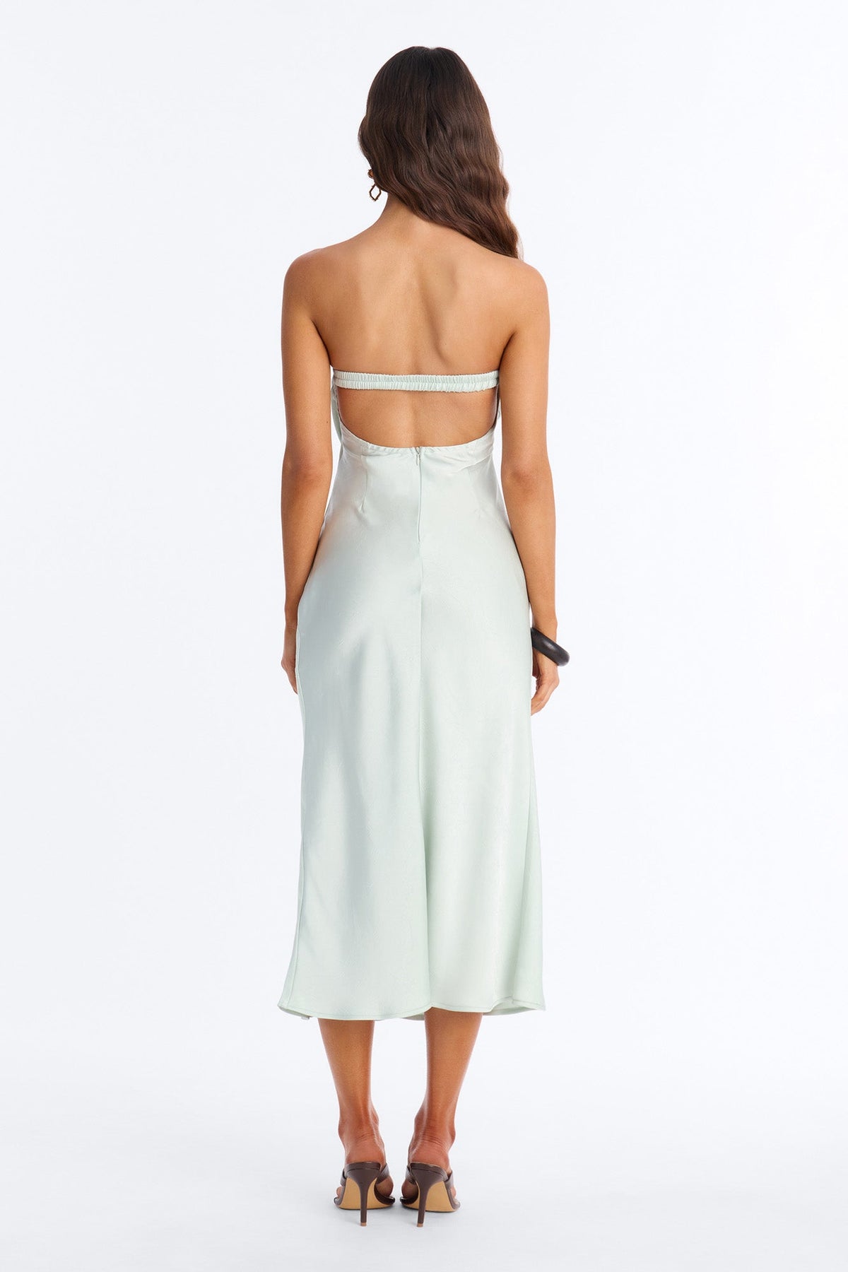 Inna Strapless Satin Midi Dress - Mint