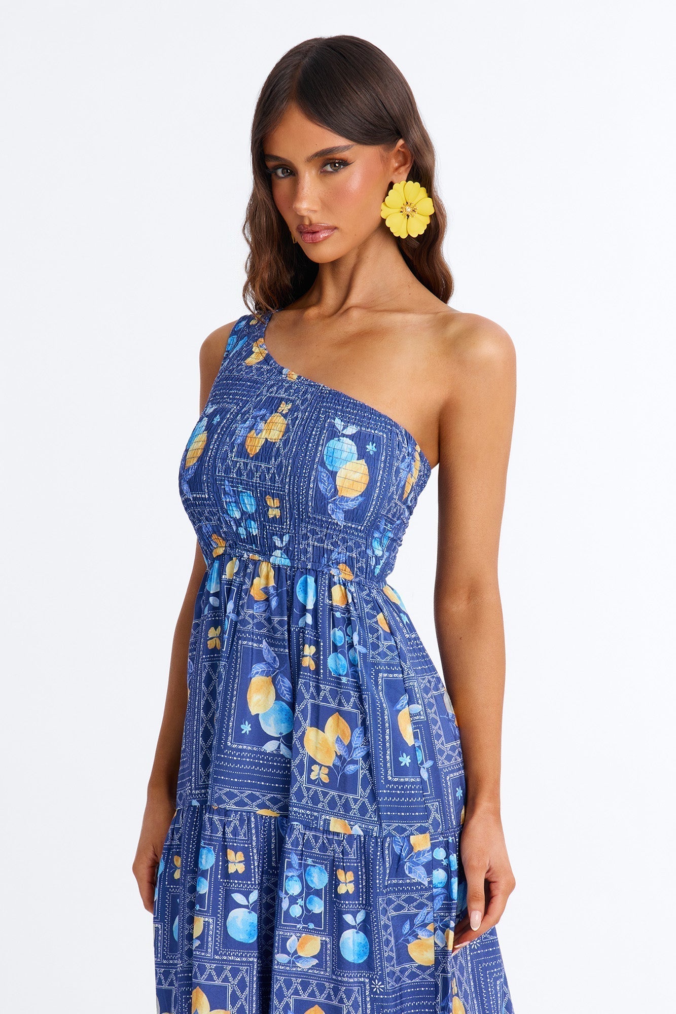 Peachy Keen Print Midi Dress - Blue/combo