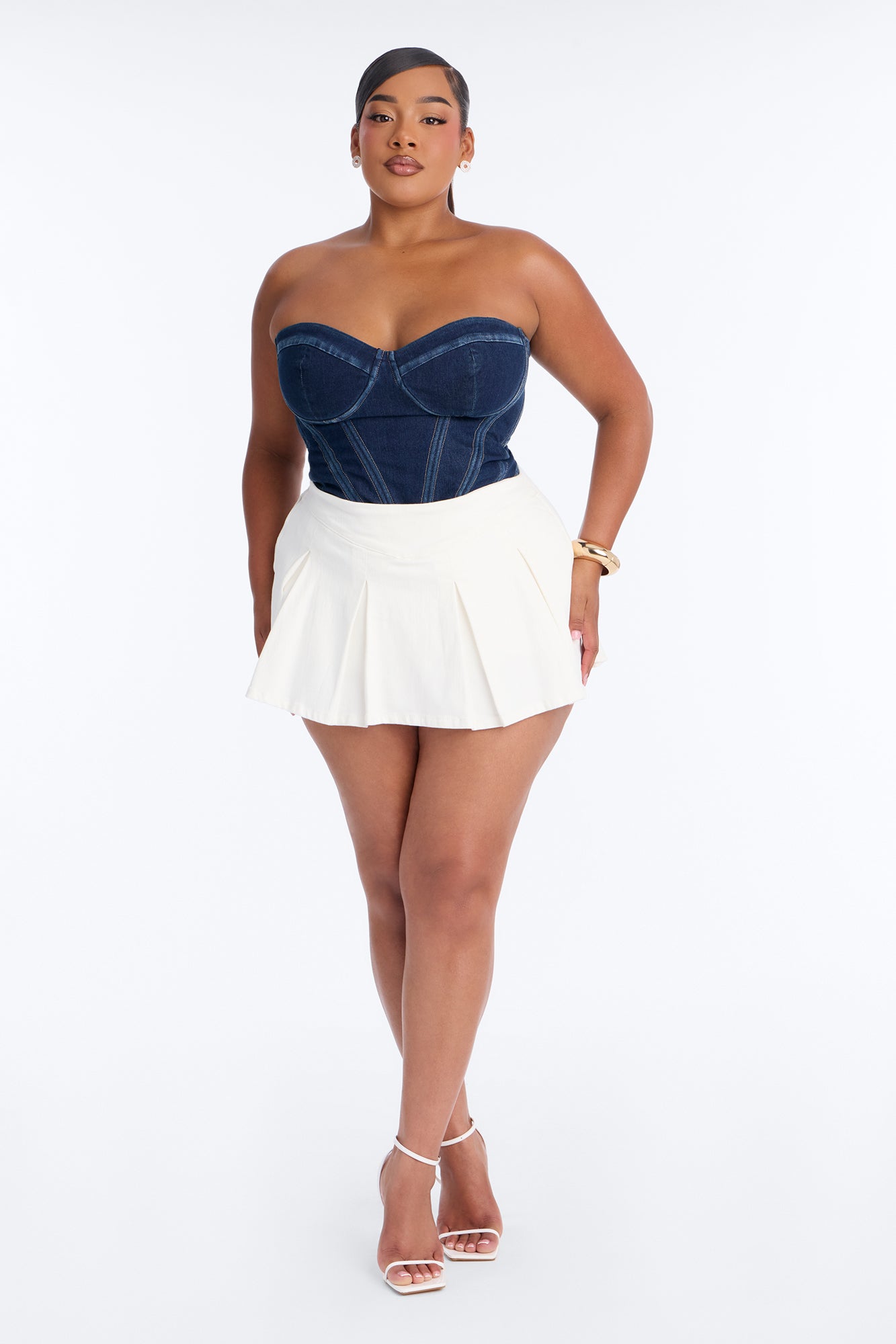 Told You So Denim Micro Mini Skort - White Wash