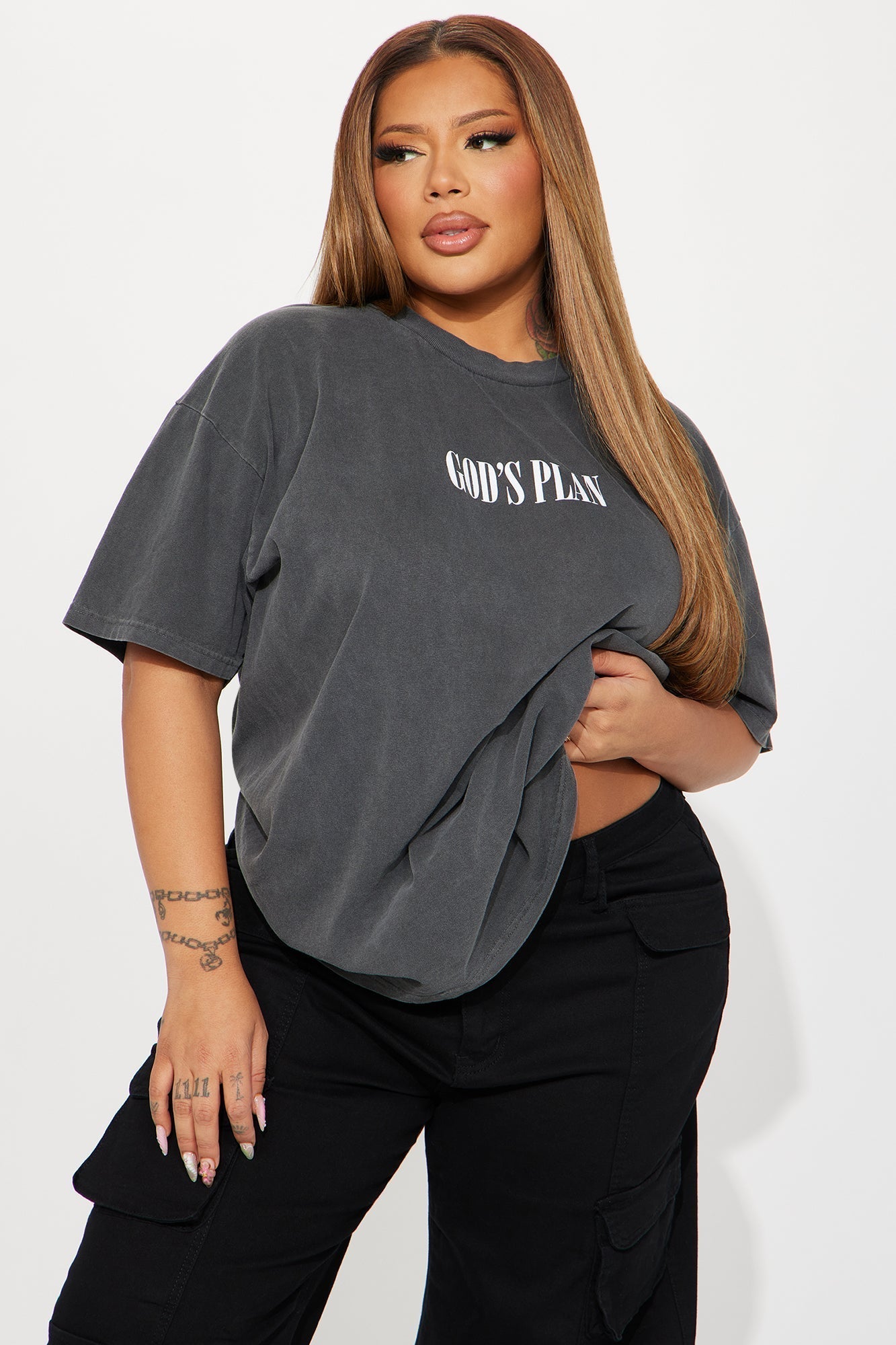 God's Plan Over Mine Washed Tee - Black Wash