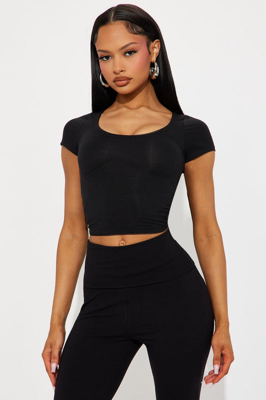 Emmie Short Sleeve Baby Tee - Black