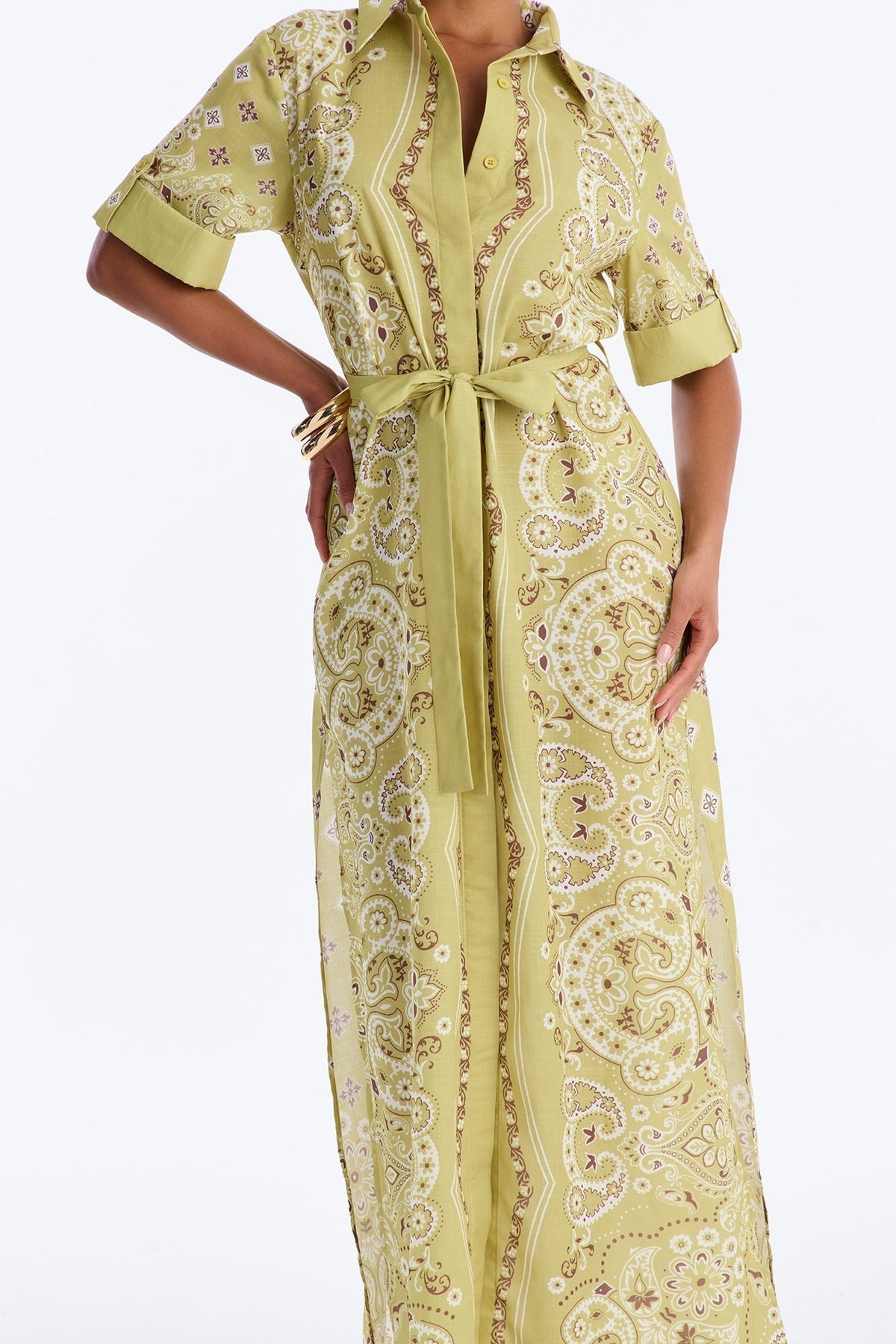 Coastal Mindset Paisley Maxi Dress - Green/combo