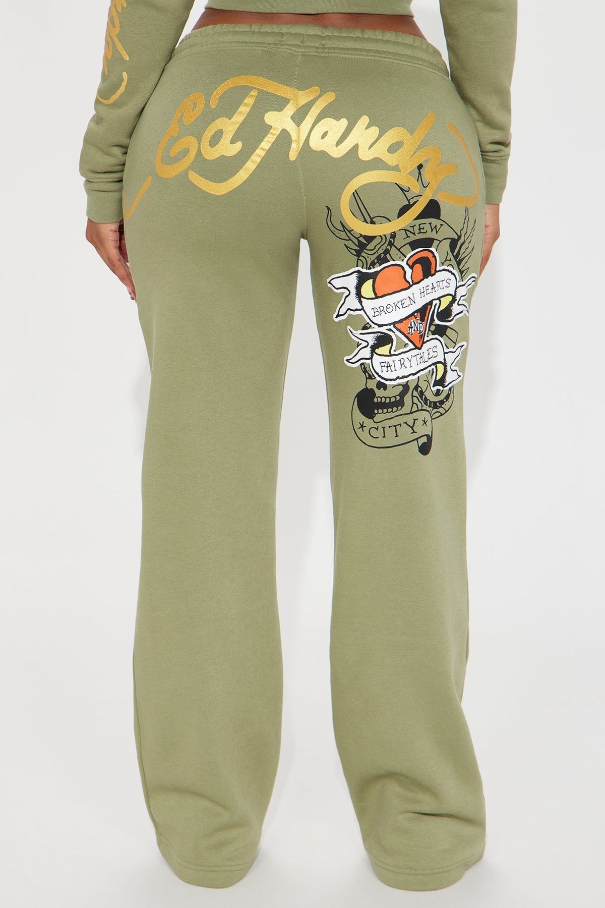 Ed Hardy Broken Hearts Pant - Sage