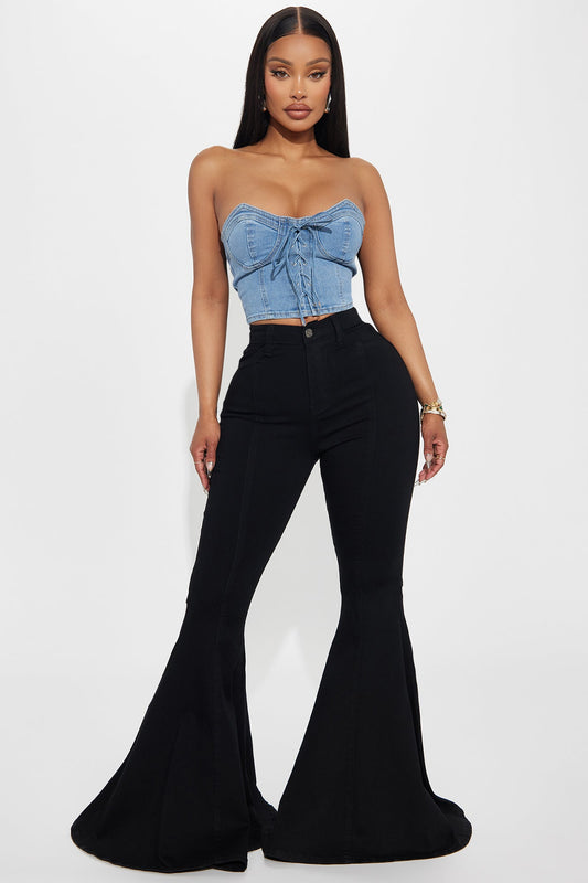 Astria Stretch Extreme Flare Jeans - Black Wash