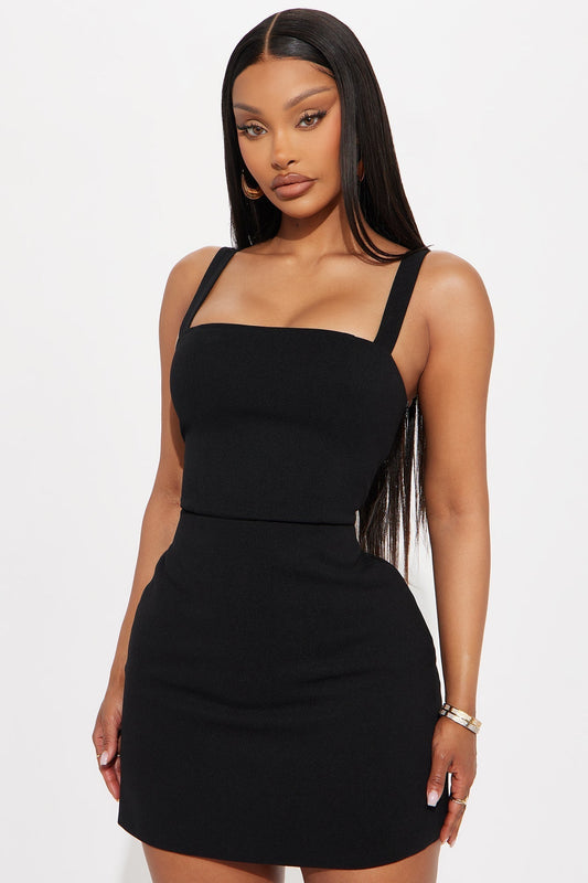 Ambrose Square Neck Mini Dress - Black