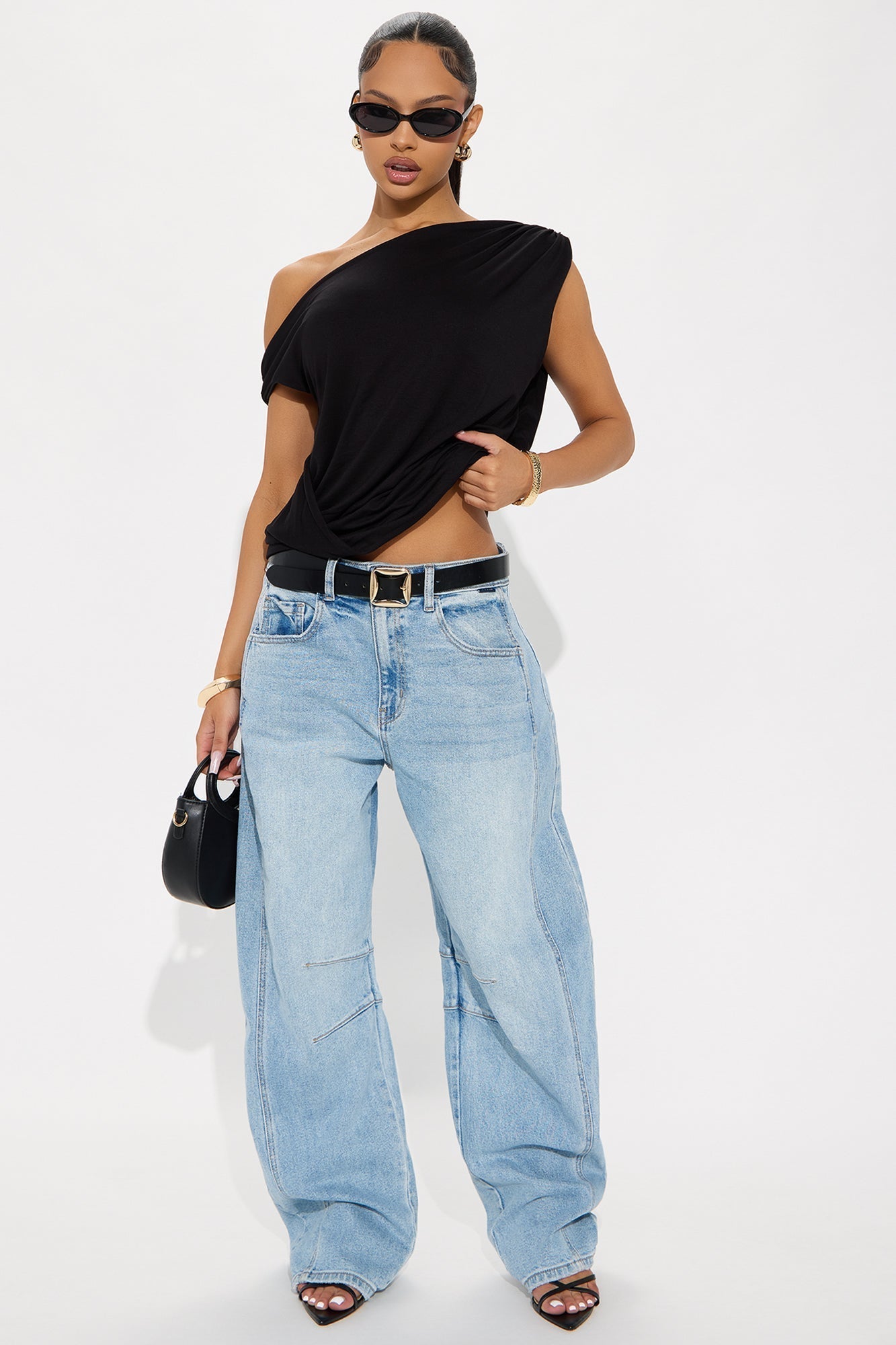 Embrace Her Double Lined Off Shoulder Top - Black