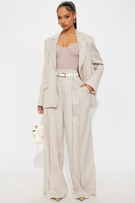 Nara Stripe Twill Trouser - Tan/Multi