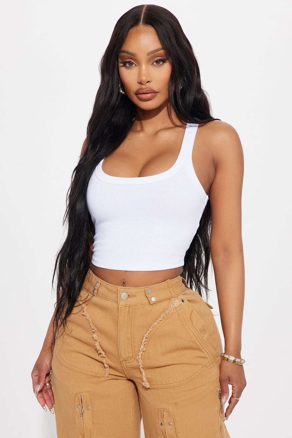 Teresa Scoop Neck Tank Top - White