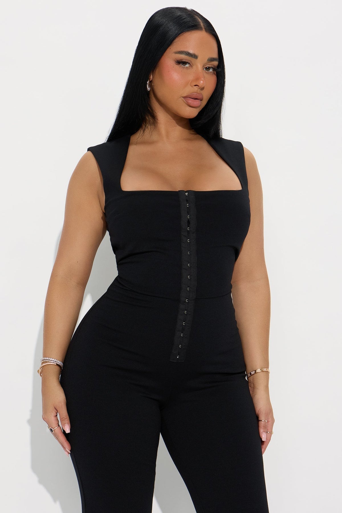 Stay With Me Ponte Flare Jumpsuit - Black