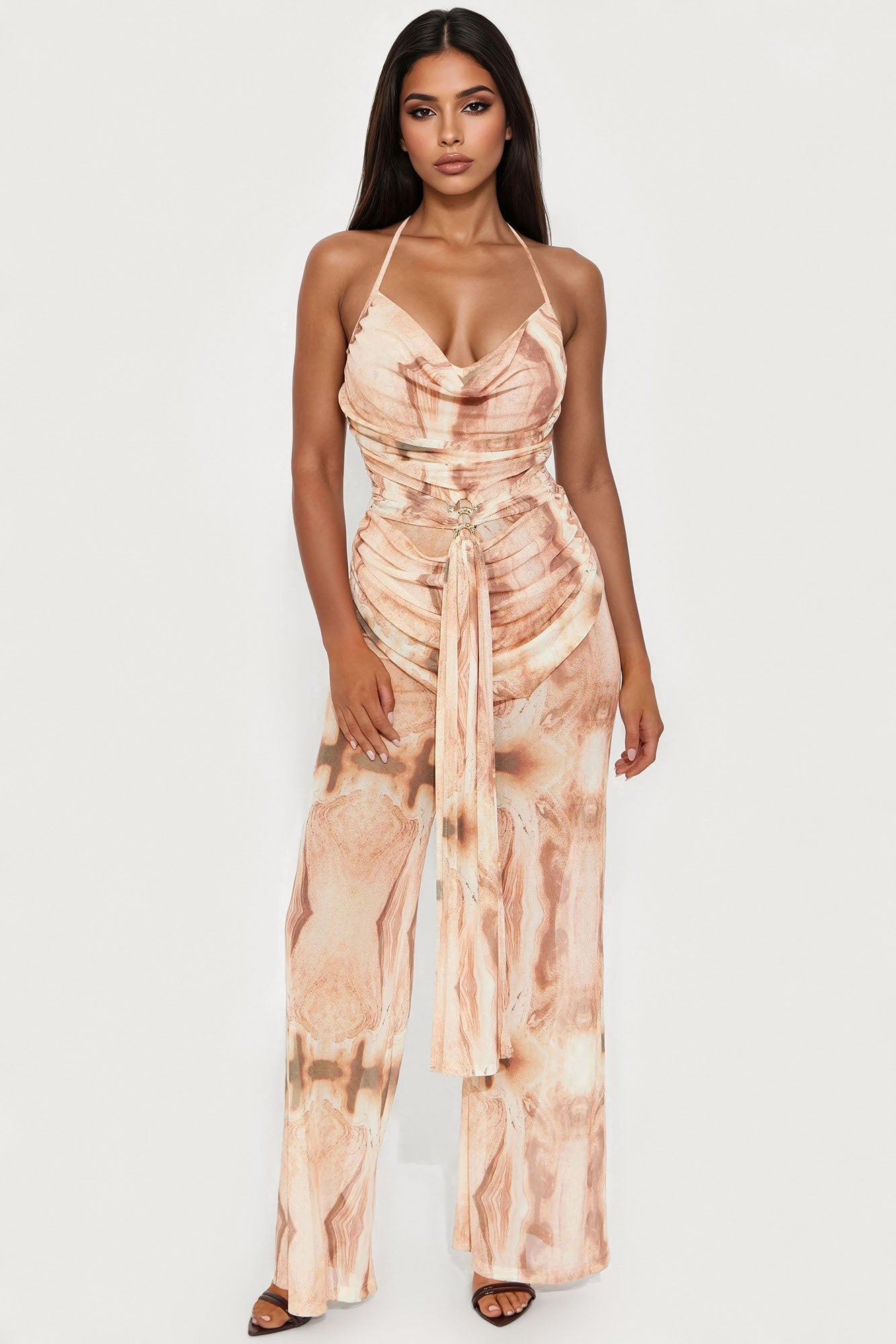 Magical Moments Mesh Halter Jumpsuit - Multi Color