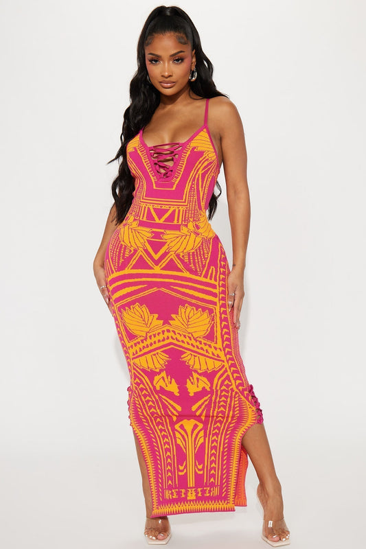 Bad Gal Bandage Maxi Dress - Pink