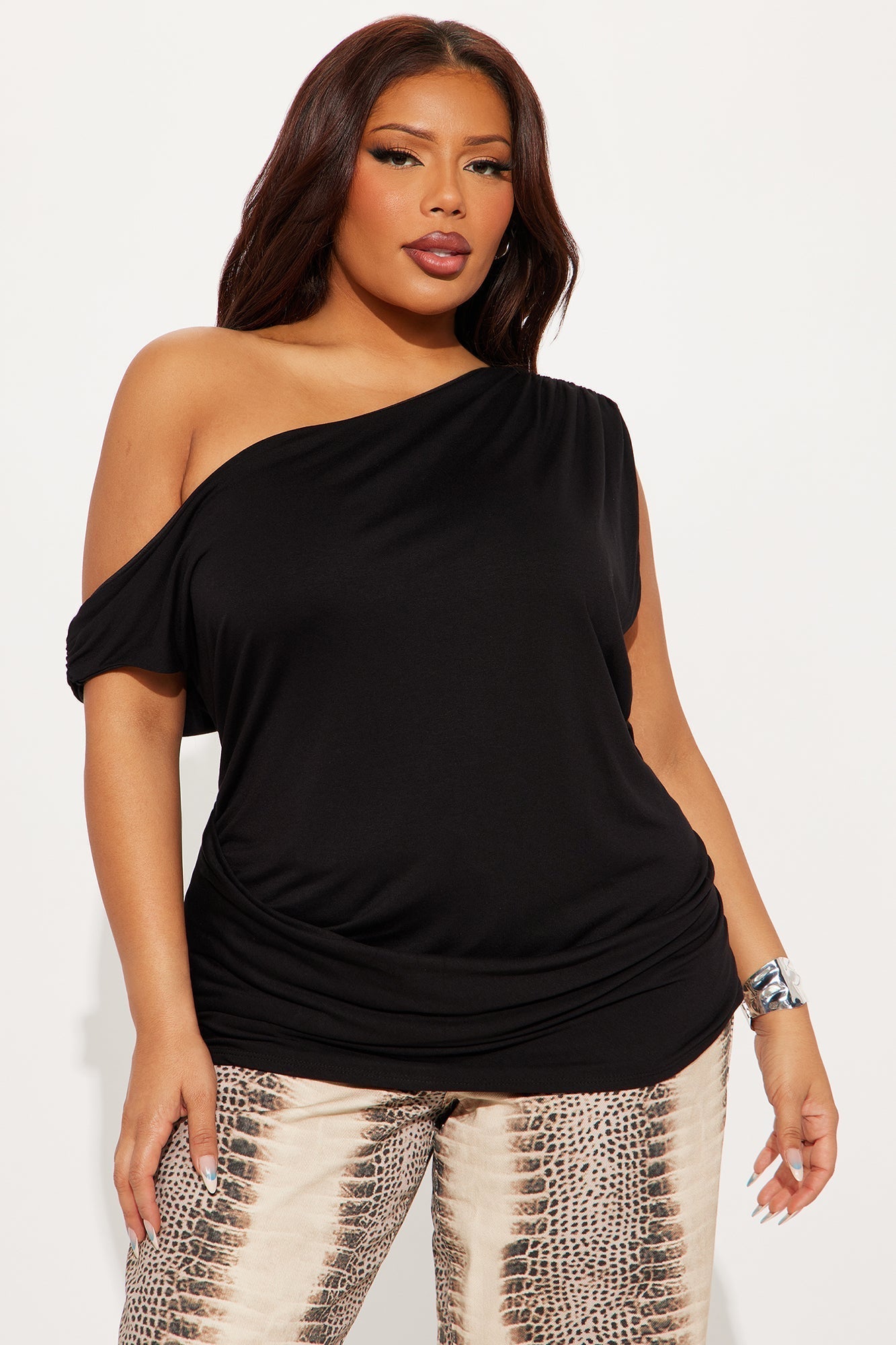 Embrace Her Double Lined Off Shoulder Top - Black