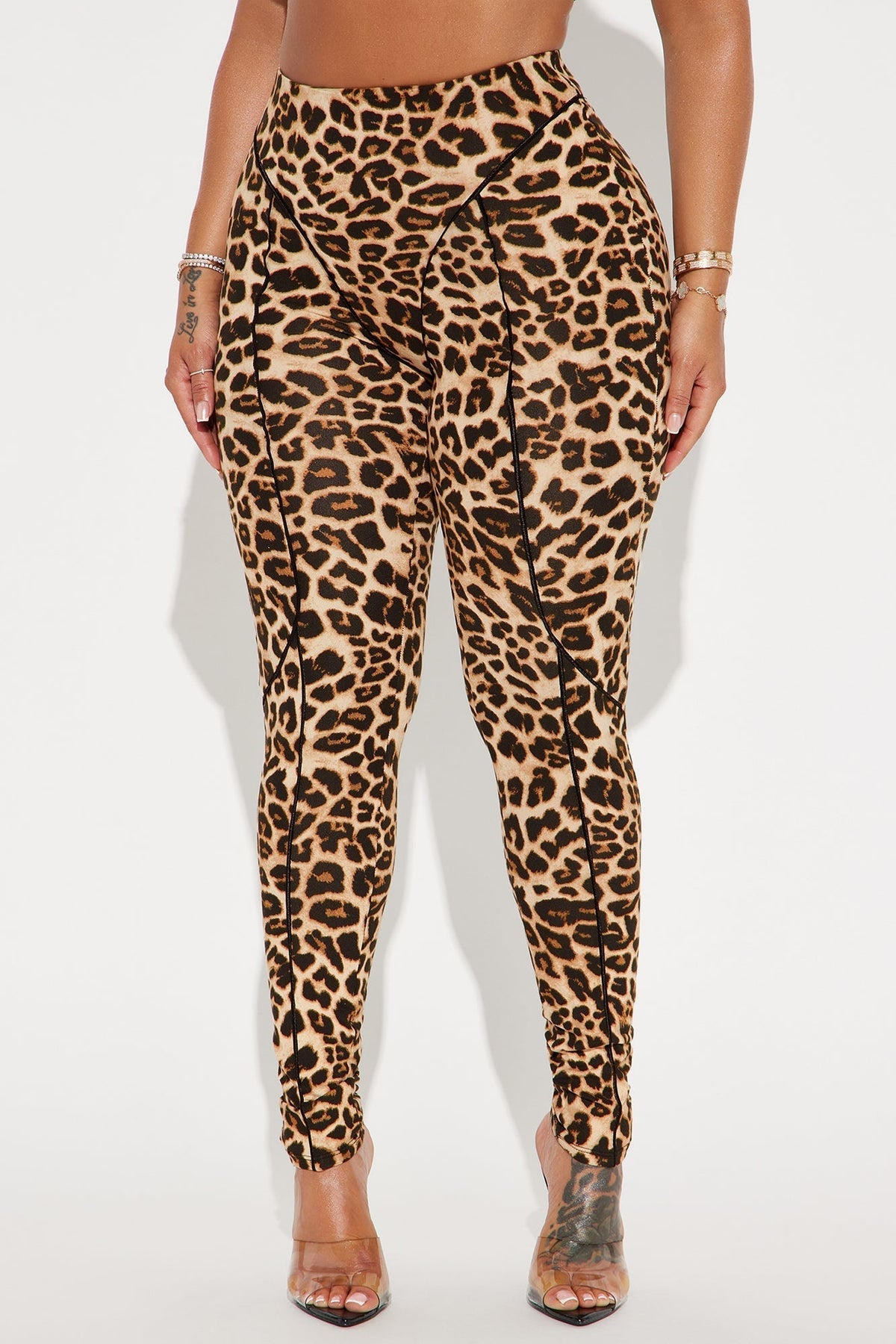 What A Catch Leopard High Rise Legging - Brown/combo